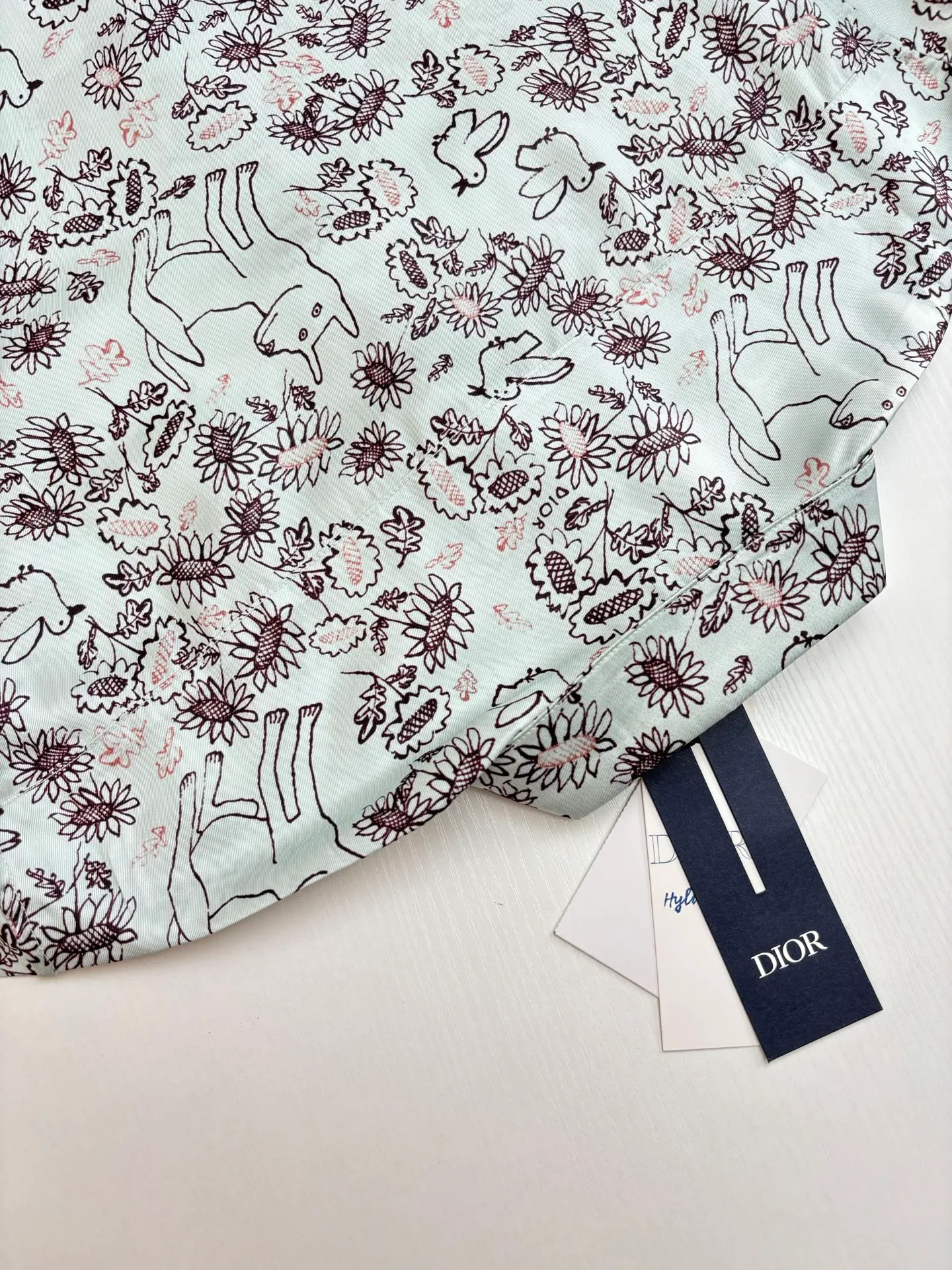 🅿️456 Dio*/Dior 25ss new animal and plant all-over mulberry silk twill flower shirt comes from the DIO AND HYLTON NEL joint series, showing the interpretation of the artist's work. Crafted from green mulberry silk twill fabric, it features a classic cut and a hidden button fastening. The style is fashionable and can be paired with other pieces from the limited series.  Size: 39-S/40-M/41-L/42-XL