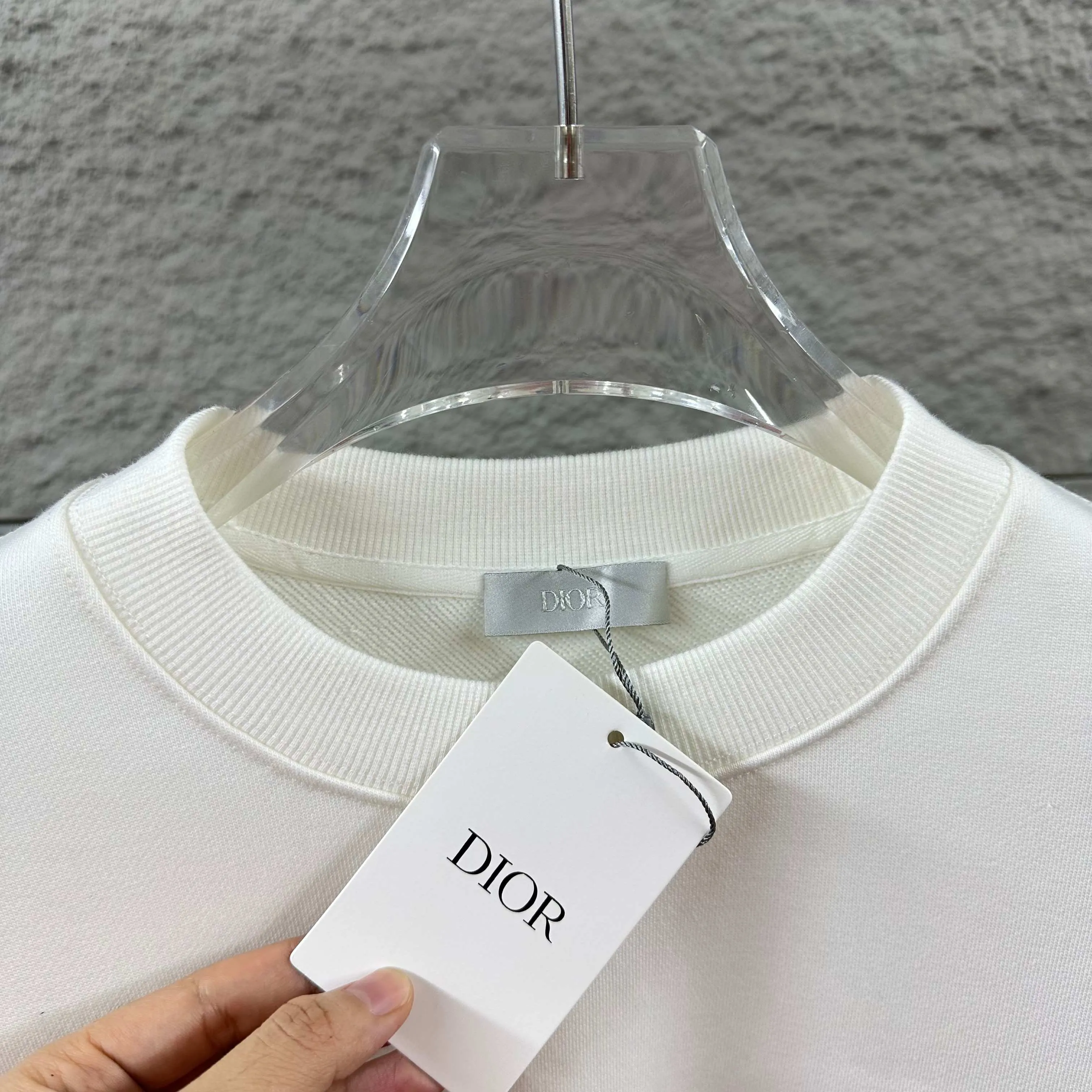 🅿️260 Dio* Christian Dior 2025 early autumn and winter new style, simple embroidery of classic letters, printed letters on the back, simple and elegant, custom terry fabric, long-sleeved round neck sweatshirt, same style for men and women, color: black, white, size: S (90-130 pounds) M (120-150 pounds) L (140-165 pounds) XL (160-180 pounds) XXL (180-210 pounds)