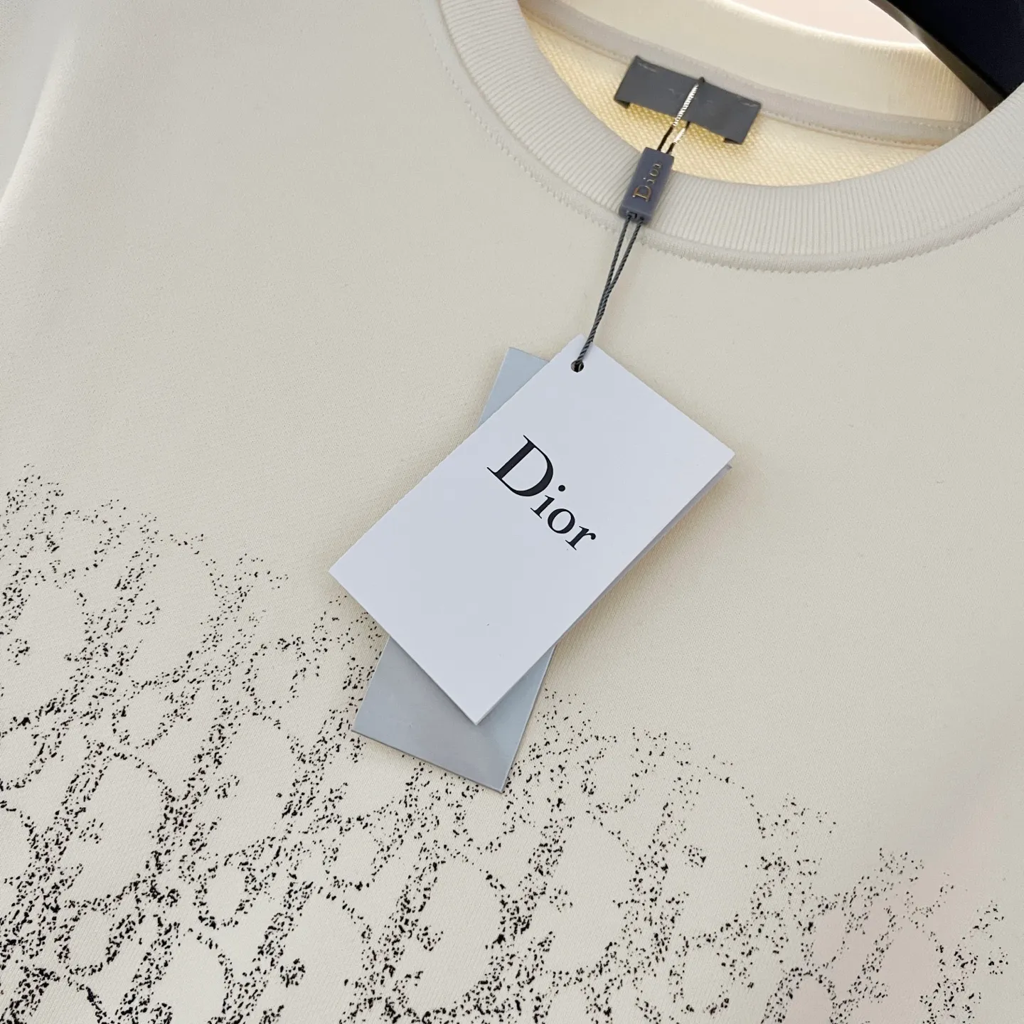 🅿️250 DIOR/Dior 420g pure cotton round neck sweatshirt, presbyopic gradient brand letters half-body printed LOGO, official synchronization, high version, high quality, fashionable personality, versatile trend, pure original quality, original fabric, tag, collar label, washed wheat, complete three standards, color: black, apricot. Size: XS-L