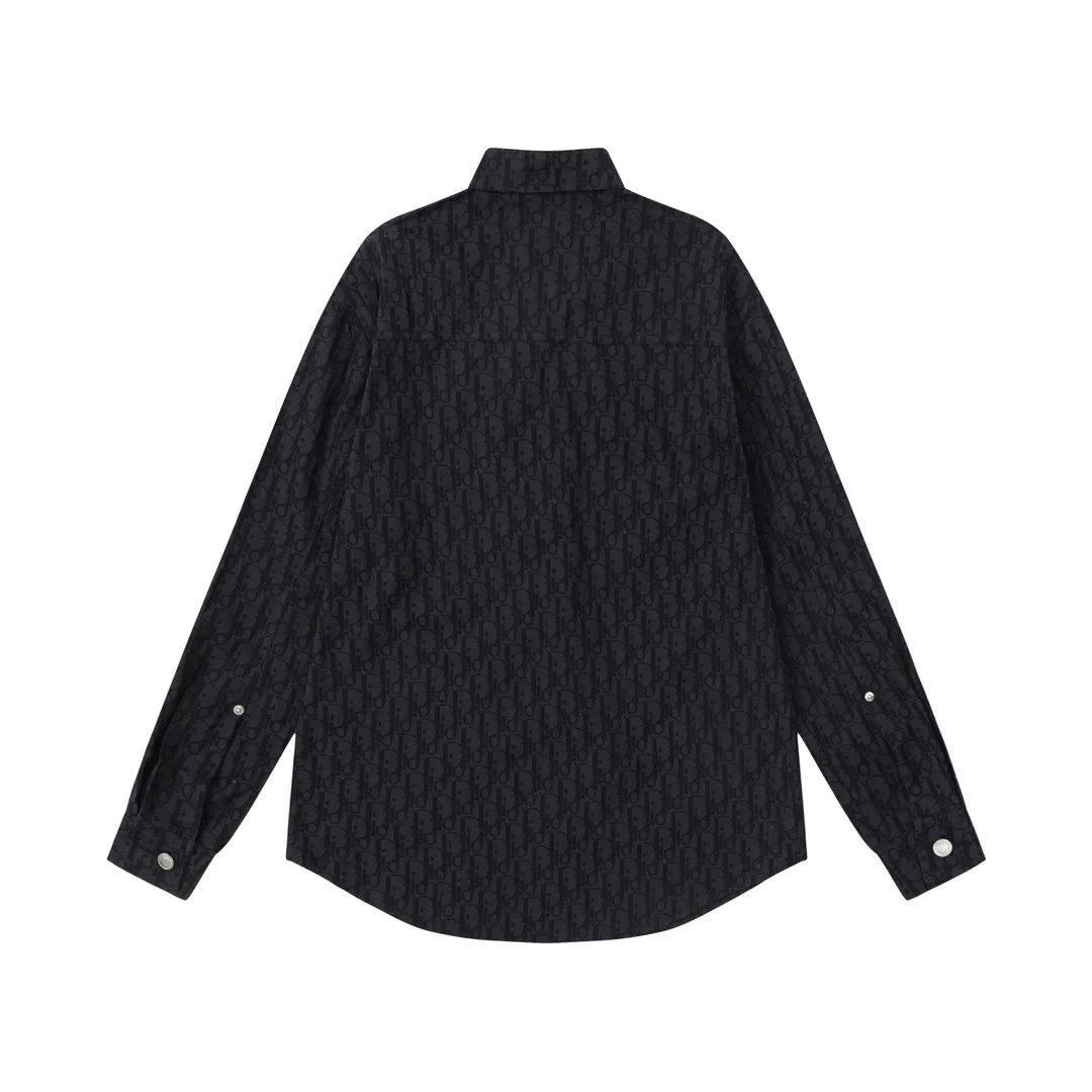 🅿️240 DIOR Dior classic hot style, all-over dark pattern jacquard letter logo, customized hardware, workwear aesthetics, slim tailoring, same style for men and women, shirt, shirt, color: as shown, size: XS-L