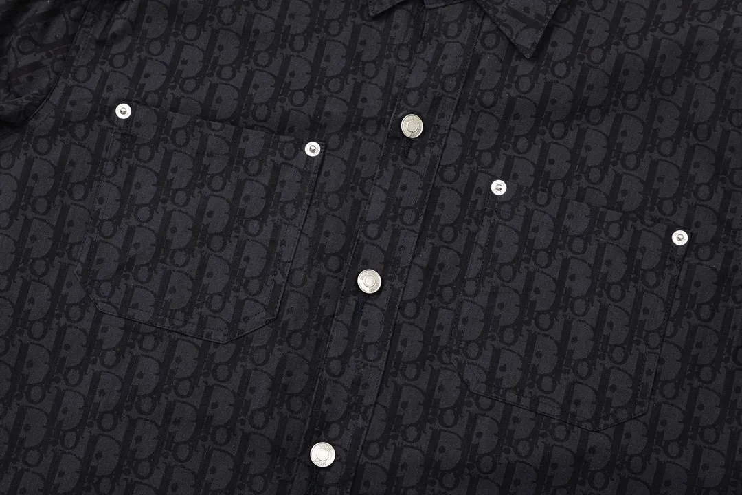 🅿️240 DIOR Dior classic hot style, all-over dark pattern jacquard letter logo, customized hardware, workwear aesthetics, slim tailoring, same style for men and women, shirt, shirt, color: as shown, size: XS-L
