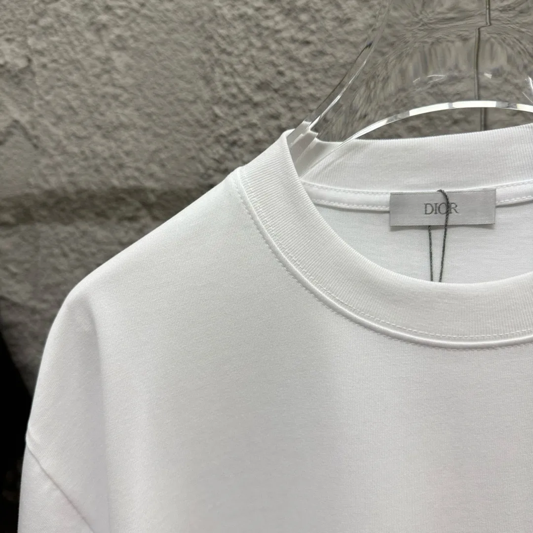 🅿️180 Dio Di*O 2025 spring and summer new style Five-pointed star letter printing on the chest Short-sleeved T-shirt Customized double yarn plain cotton 300 fabric Same style for men and women Color: black white apricot Size: S (90-130 catties) M (120-150 catties) L (140-165 catties) XL (160-180 catties) XXL (180-210 pounds)