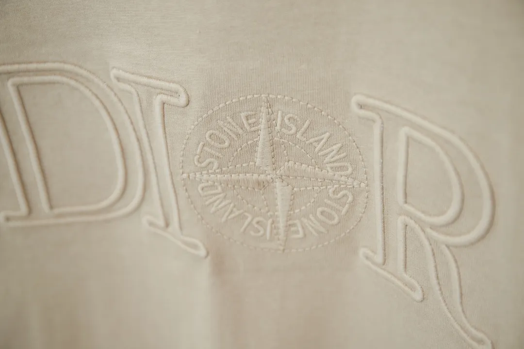 🅿️210 High quality D*OR 2025 latest Dior co-branded Stone Island short-sleeved T-shirt, pure cotton double yarn fabric, using high-density thread embroidery, loose version, full set of accessories, soft and thick fabric, complete with three standards, same style for men and women S M L XL