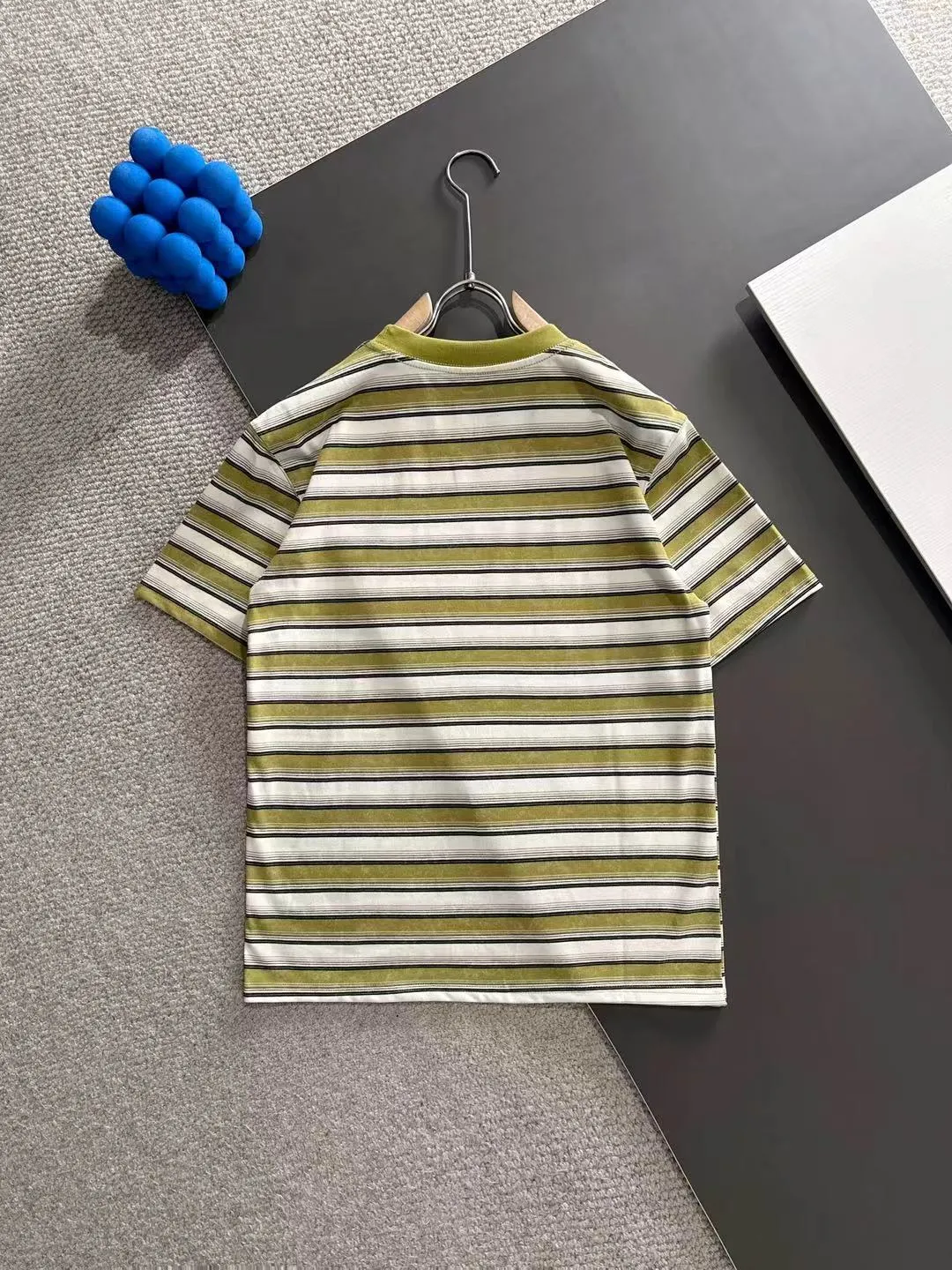 🅿️270 shipped next day DIOR Dior 2025 spring and summer new high quality launch of double yarn pure cotton striped fabric short-sleeved personalized exclusive style will not deform or shrink after being soaked in water SIZE: M-3XL