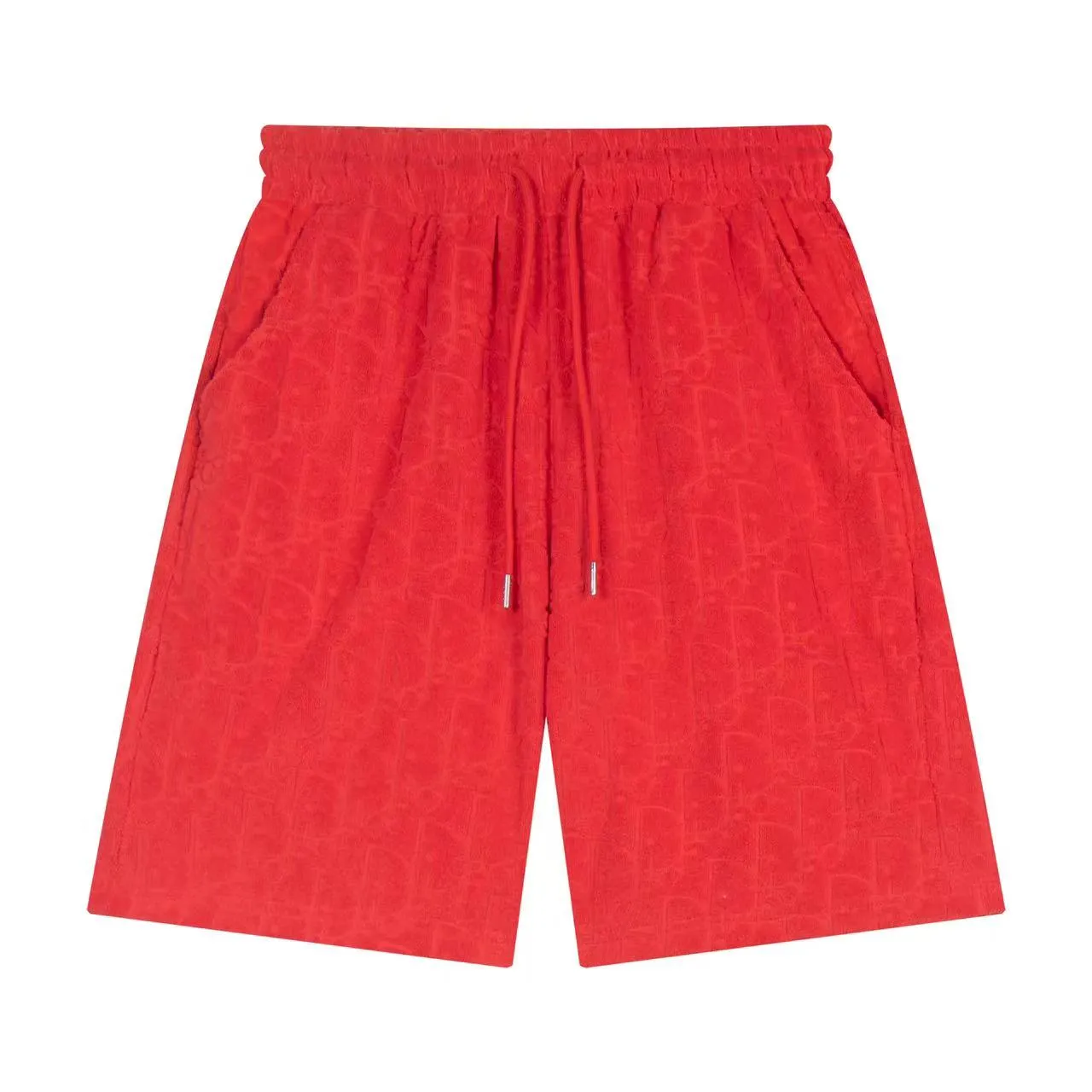 🅿️170 ❥B806# High quality Dior 2025Fall spring and summer new series Presbyopia jacquard terry shorts Custom weaving and dyeing pure cotton 100% gram weight 300G fabric Positioning and cutting heavy material size: S M L XL Color: red