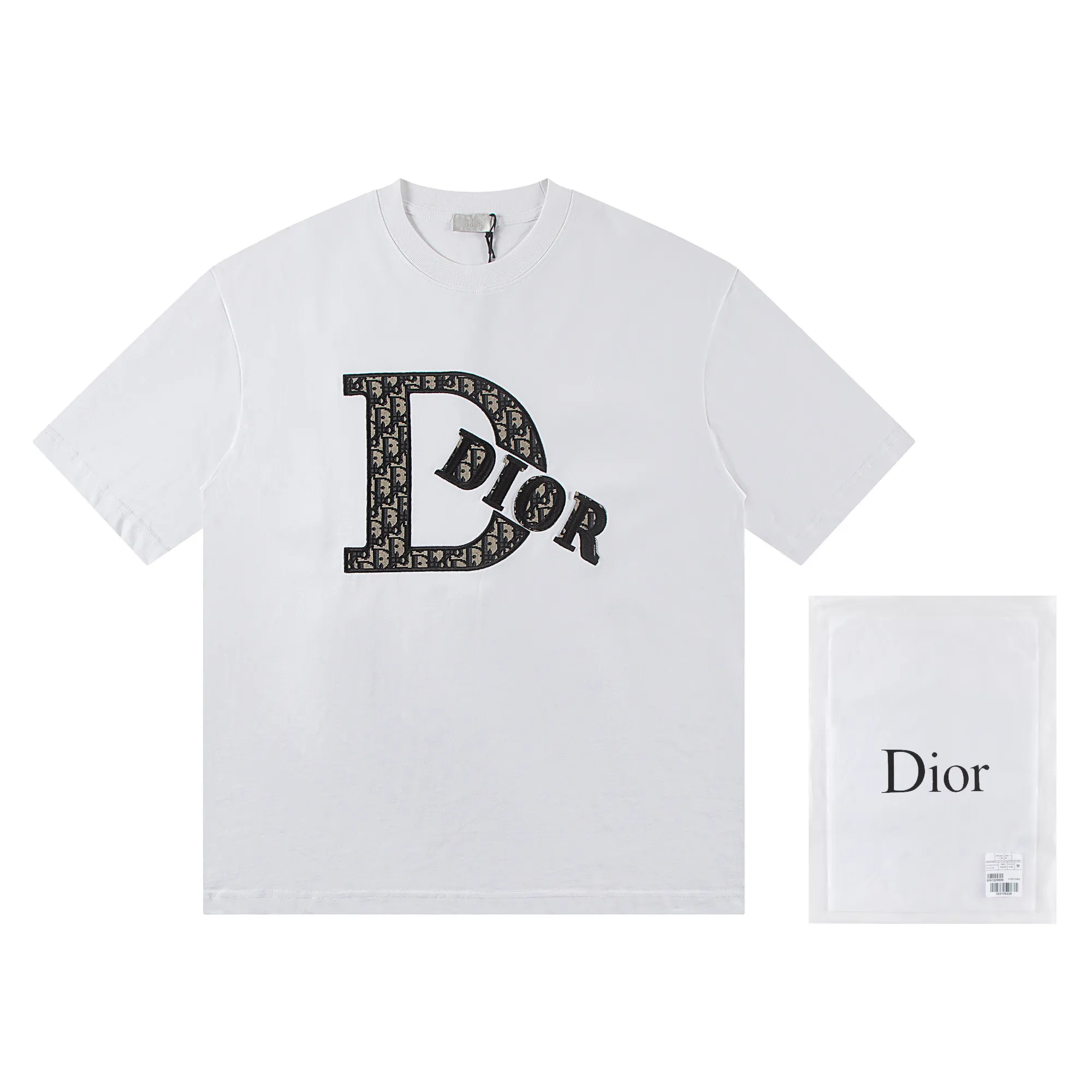 🅿️160 Dior*2025 latest short-sleeved material: high version 300g double yarn combed cotton Size: S M L XL Color: black white Style number: W2605