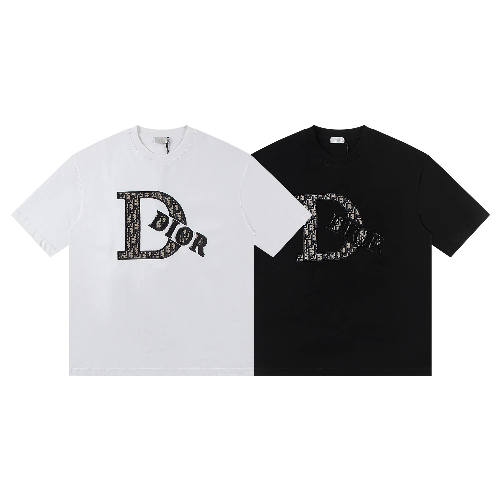 🅿️160 Dior*2025 latest short-sleeved material: high version 300g double yarn combed cotton Size: S M L XL Color: black white Style number: W2605