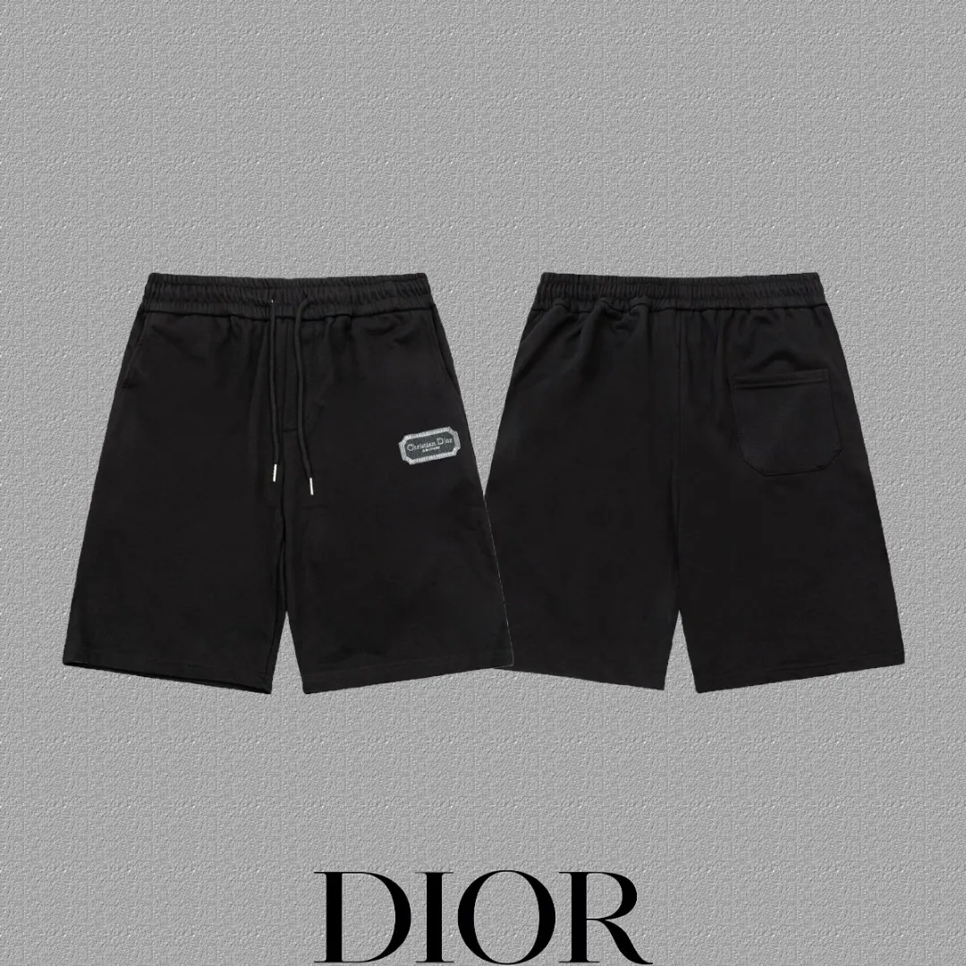🅿️220 [DIOR] Classic letter embroidered shorts. Popular custom-made 400g active version of pure cotton fabric. Using three-dimensional embroidery technology. The three-dimensionality is clearly visible. The fabric is comfortable and textured. Size: S-XXL Color: Black