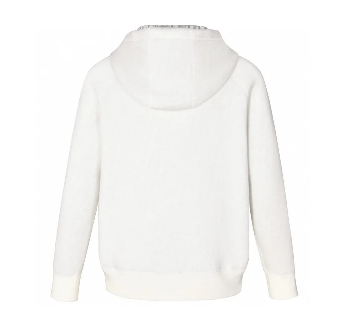 🅿️800 [Exclusive supply] CD 24FW jacquard cashmere knitted hooded sweatshirt (milky white). Originally purchased for 17,500. The fabric is carefully made of milky white cotton and cashmere blended fabric. The composition is 91% cotton + 9% cashmere. It integrates classic high-order charm into a basic item. Small DR embroidery on the front left pocket and Obliqu knitted jacquard all over inside. Custom-woven cotton rib on the board, feels thick and breathable. The hardware and accessories of the whole garment are all custom-made according to the original mold. The drawstring hood is matched with an engraved metal clock. The two-way zipper fastener opens and closes, with a zipper puller engraved with the DR logo. It is sewn with imported special machine overlocking and open stitching. It is the same style for men and women and has a slim fit. size: s-L