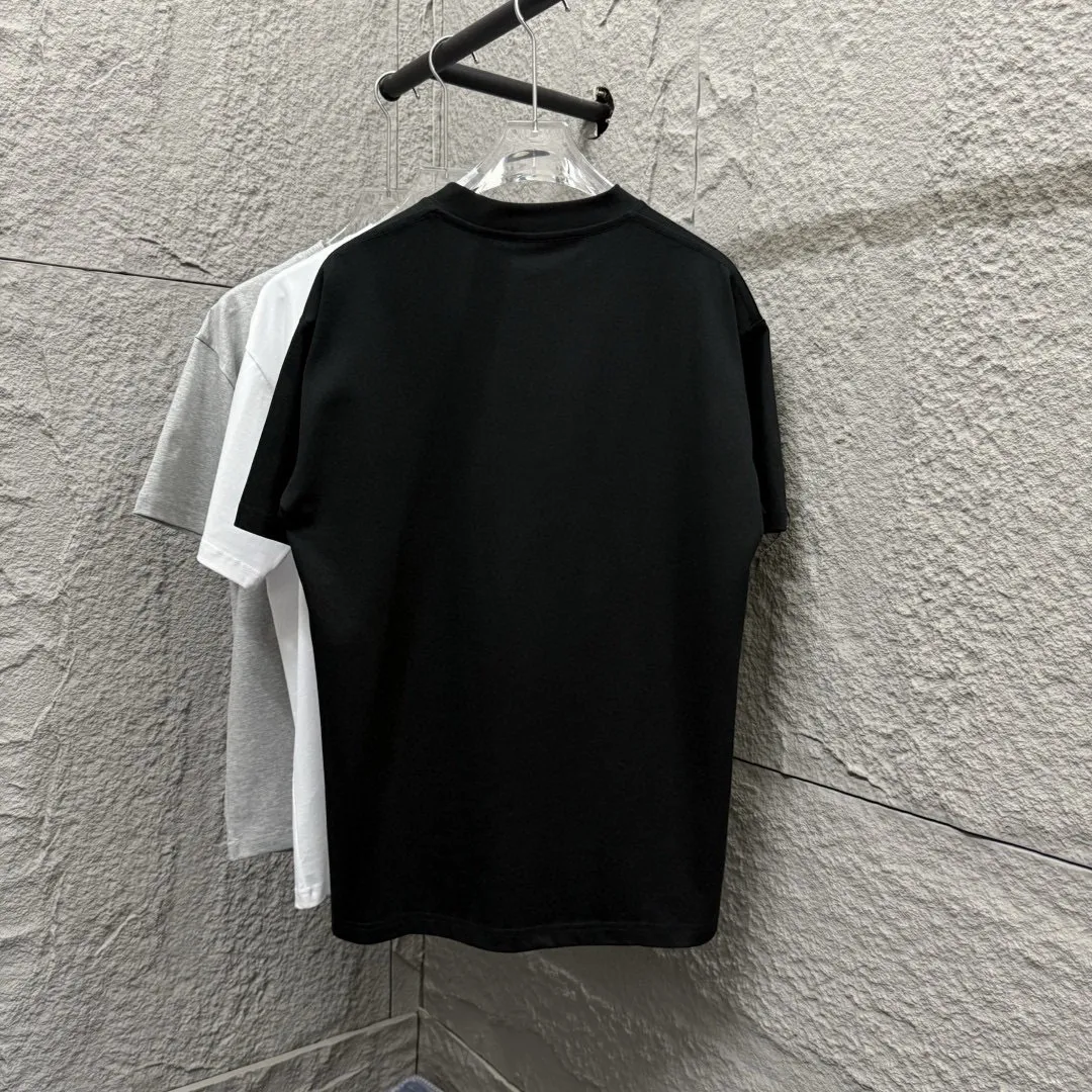 🅿️180 Dio* Dior 2025 spring and summer new style Classic letter silver thread embroidery Customized double yarn plain cotton fabric Short-sleeved T-shirt Uniform for men and women Size: S (90-130 catties) M (120-150 catties) L (140-165 catties) XL (160-180 catties) XXL (180-210 catties) Color: black white