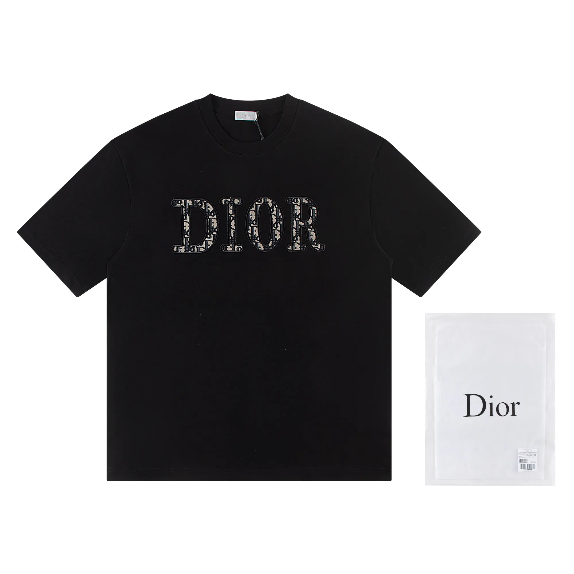 🅿️160 Dior*2025 latest short-sleeved material: high version 300g double yarn combed cotton Size: S M L XL Color: black white Style number: W2604