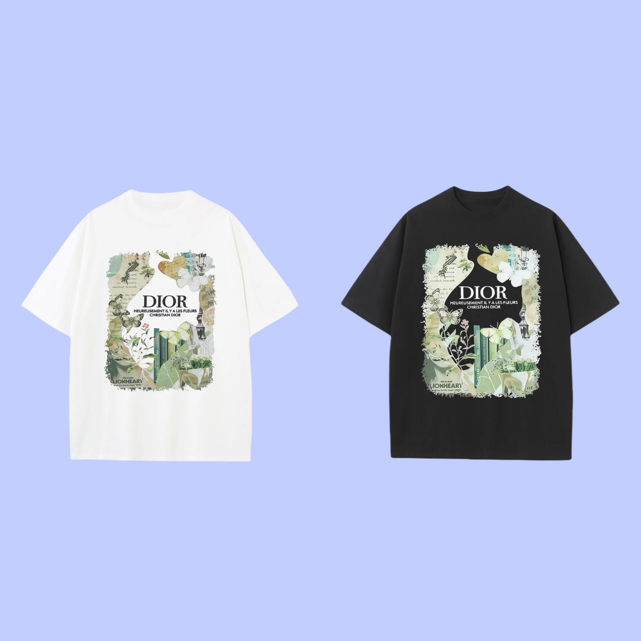 🅿️180 (Profit from cooperation) High-end quality Dior 2025Fall Spring and Summer Series Floral Short-sleeved T-shirt Different from ordinary printing Custom-woven 270G32 double yarn pure cotton fabric Loose version Same style for men and women Size: S M L XL XXL
