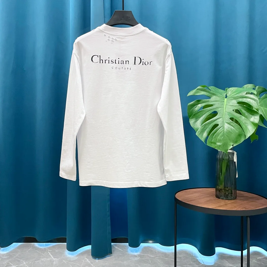 🅿️230 (heavy high version) Dior➡️Dior 24ss hole series printed logo long-sleeved T-shirt, high weight, impeccable details, highly classy and luxurious, casual and loose-shouldered cut. Size：S-XL