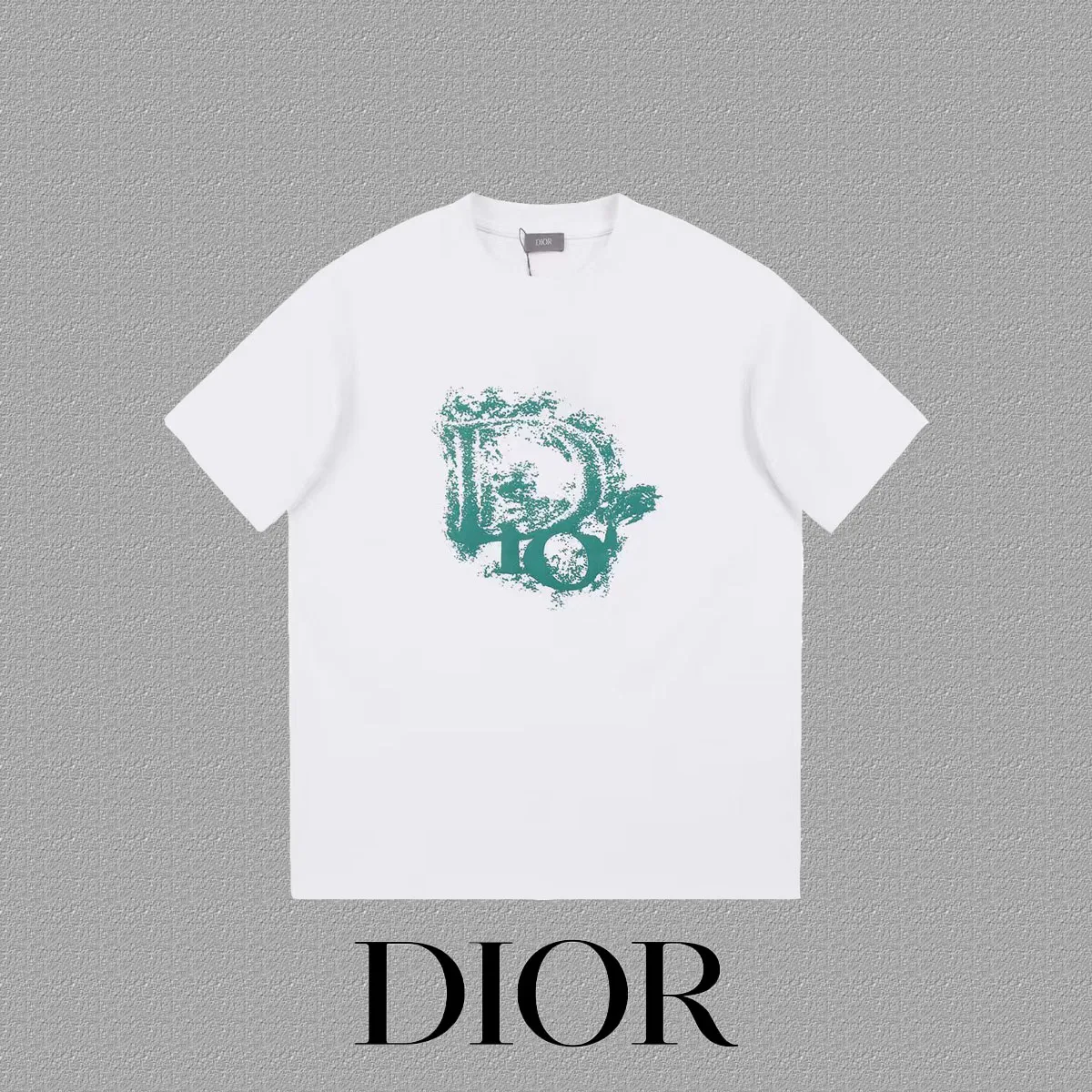🅿️170 [DIOR Dior] 2025FW short-sleeved T-shirt LOGO printing High-end 26s double yarn 300g fabric Heavy fabric Customized frame ribbing in the same cylinder and dyeing Complete three standards Same style for men and women Color: Black White Size: S M L XL 2XL