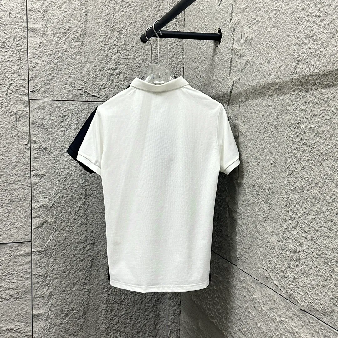 🅿️180 Dio*Dior* short-sleeved POLO 2025 spring and summer new style Simple letter embroidered pique fabric Short-sleeved polo stand-up collar Unisex Size: M L XL 2XL 3XL Color: Black White