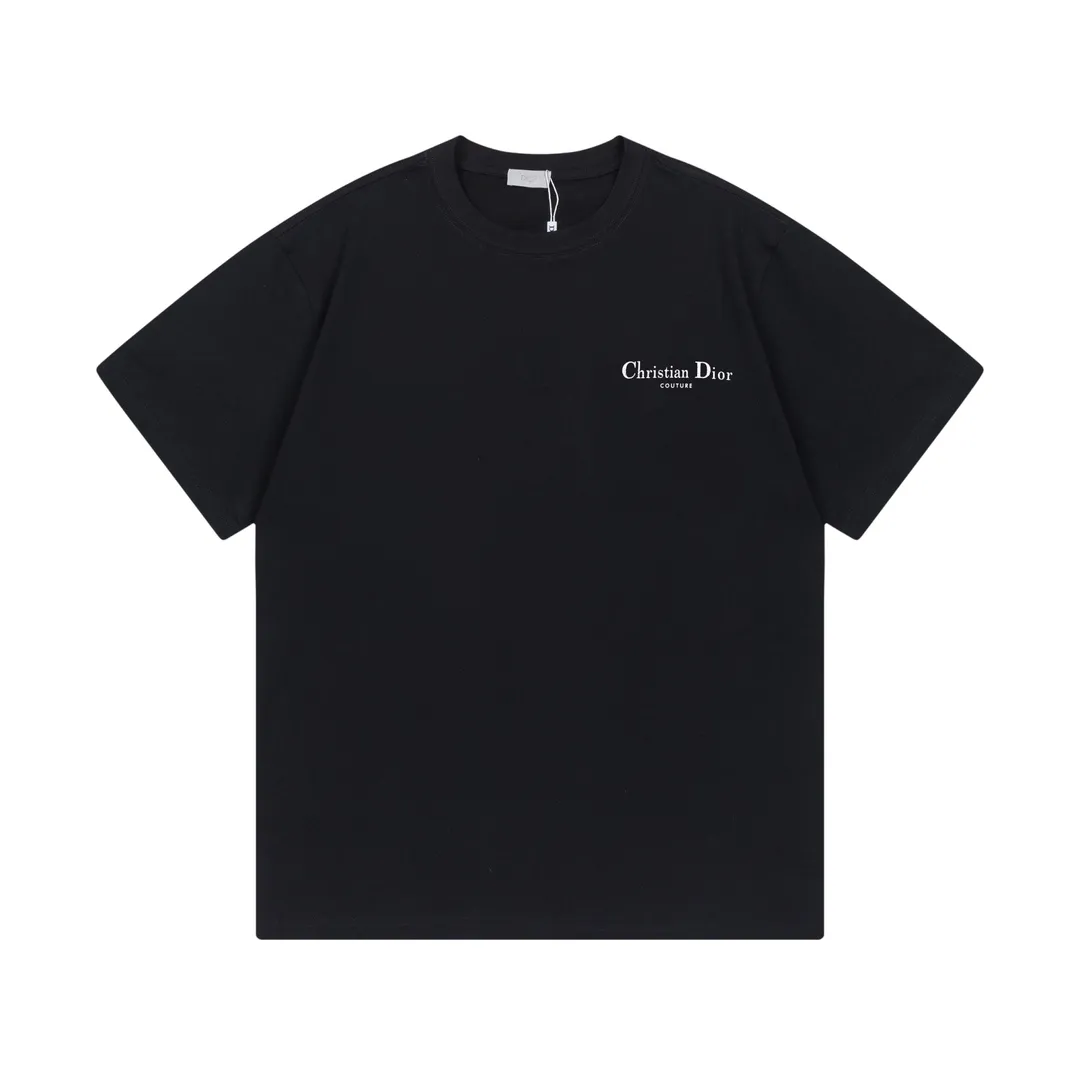 🅿️170 Dior Dior official website synchronization Huang Zitao Xu Yiyang upper body customized 270g double yarn pure cotton fabric CD letter logo on the front and back Couple style short-sleeved T-shirt Color: Black Size: XS-L