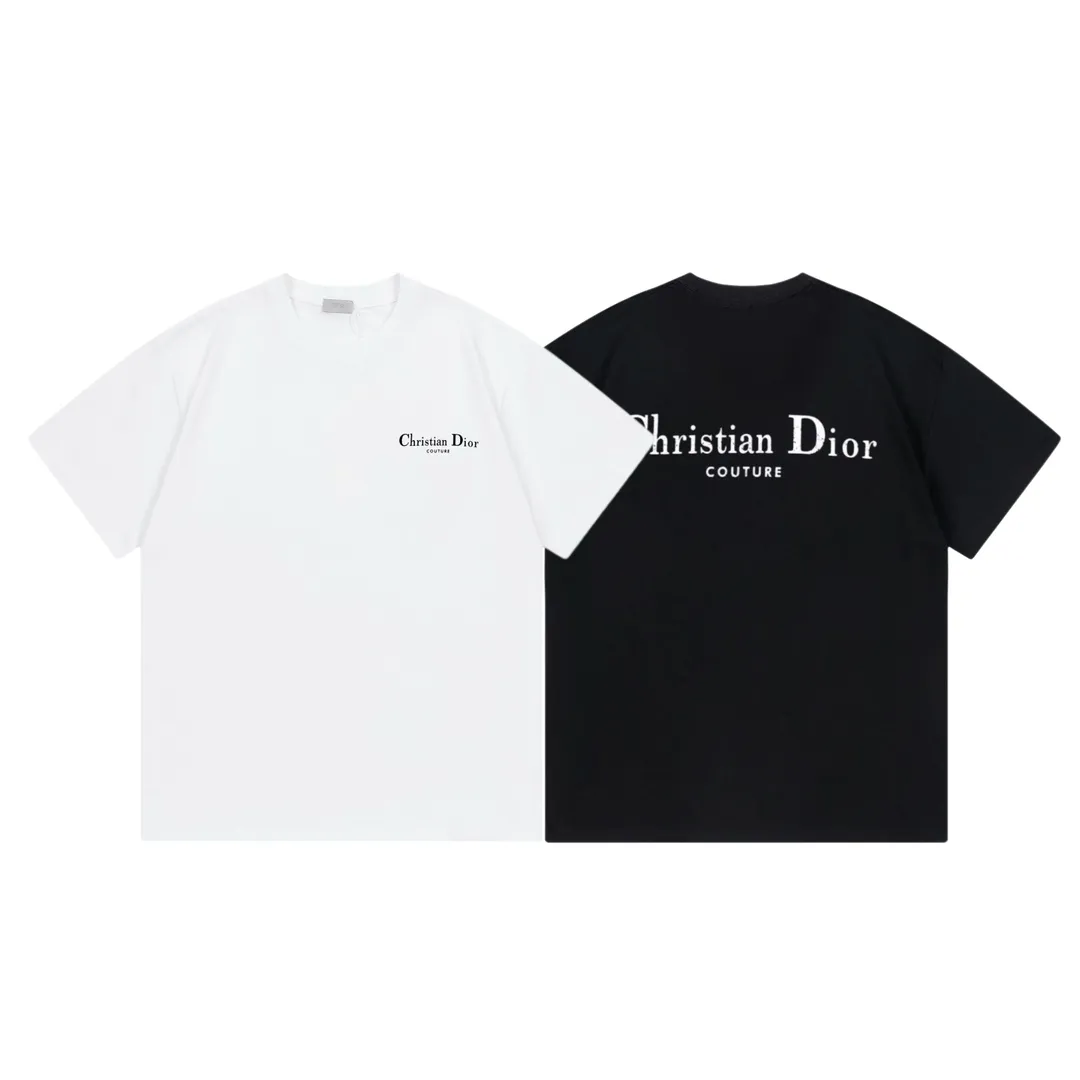 🅿️170 Dior Dior official website synchronization Huang Zitao Xu Yiyang upper body customized 270g double yarn pure cotton fabric CD letter logo on the front and back Couple style short-sleeved T-shirt Color: Black Size: XS-L