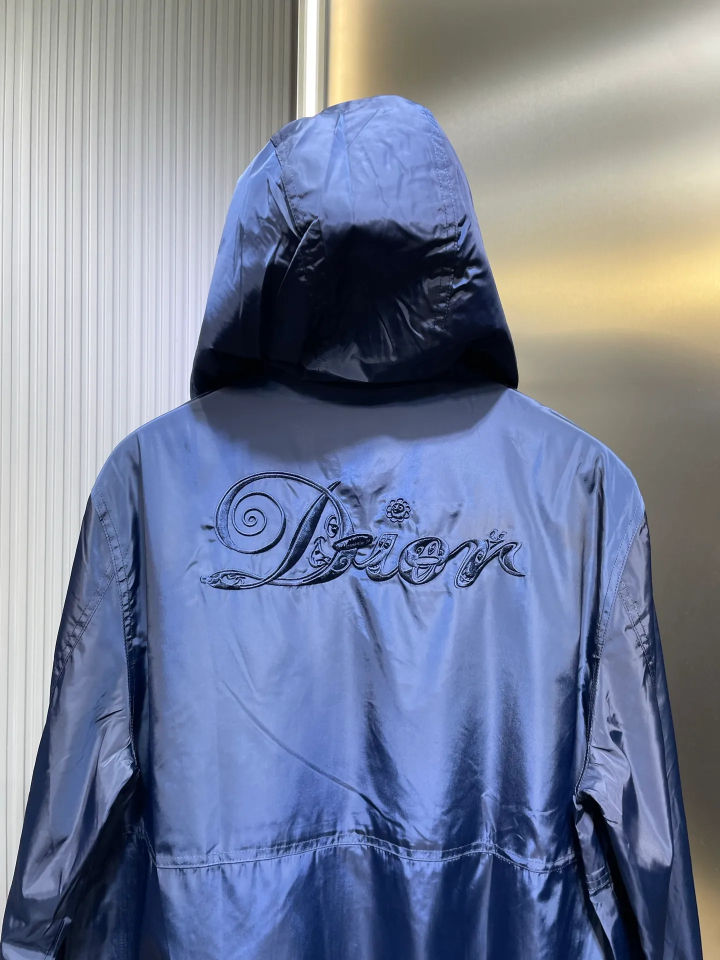 🅿️580 Dior🌟[Top original order] 2024 autumn and winter imported nylon letter embroidered hooded windproof jacket! Customized and imported nylon fabric, windproof and waterproof, embroidered design with "D" artistic font on the front panel, overall Dior word embroidery on the back panel, customized zipper, and even the lining is the original factory woven lining with Dior wording! Available in navy blue and army green colors! If you want good goods, hurry up. Size: m-xxxl