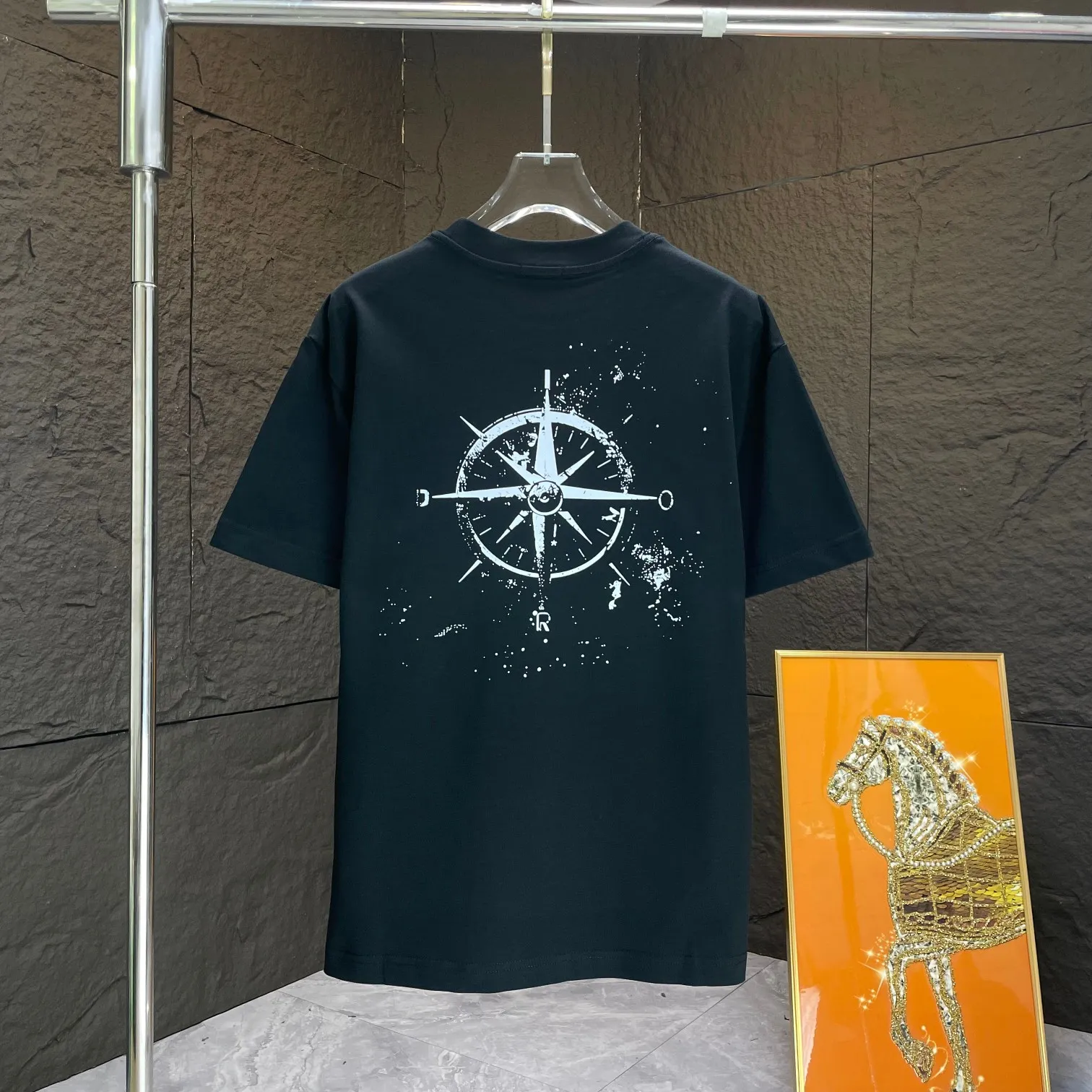 🅿️170 Dio* Dior* 2025 spring and summer new short-sleeved T-shirt Heavy cotton personalized print Color: Black White Mint Green Size: S M L XL XXL