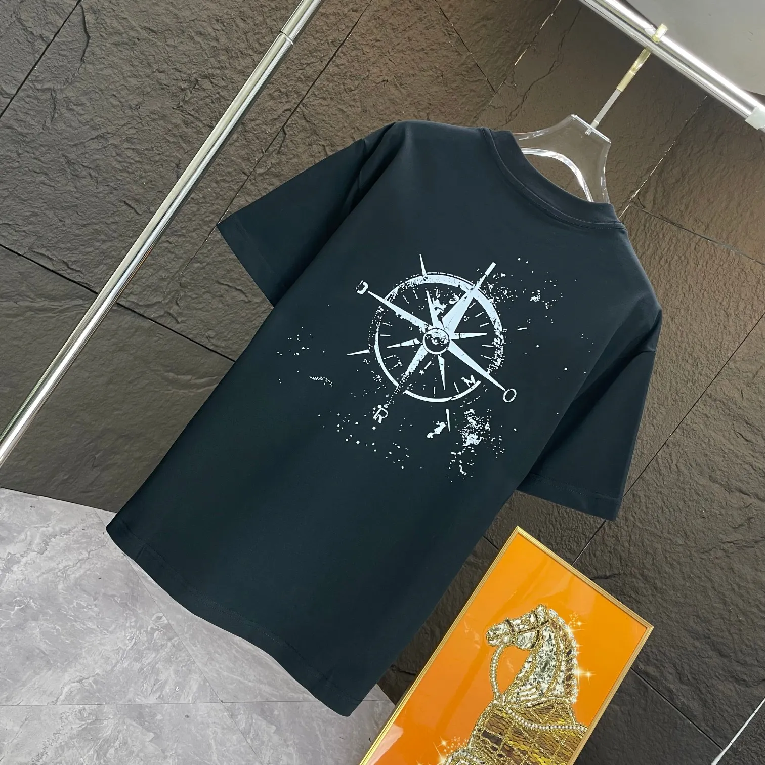 🅿️170 Dio* Dior* 2025 spring and summer new short-sleeved T-shirt Heavy cotton personalized print Color: Black White Mint Green Size: S M L XL XXL