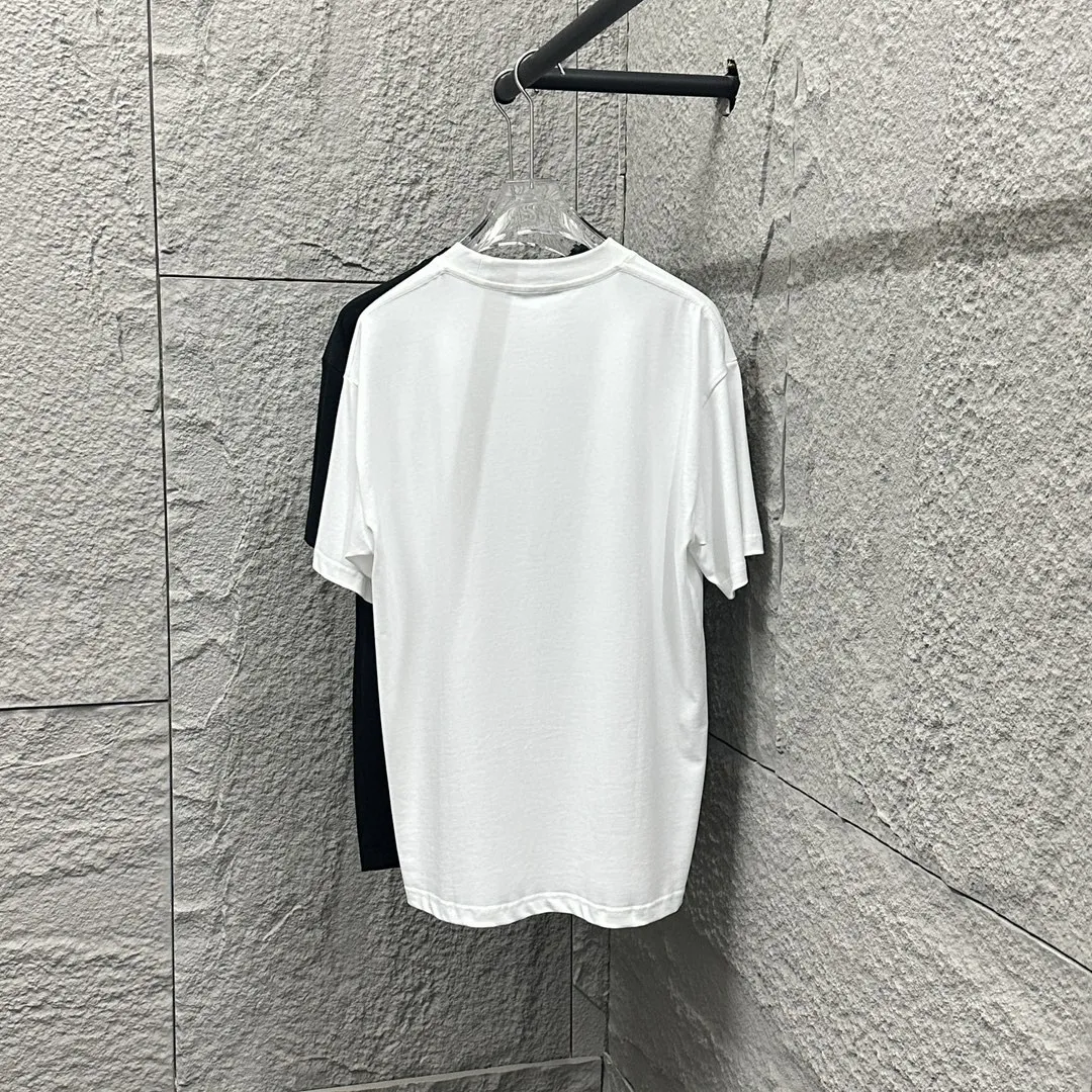 🅿️180 Dio* Dior 2025 spring and summer new style Classic colorful letters thick plate three-dimensional silicone technology Simple and elegant Customized double yarn plain cotton fabric Short-sleeved T-shirt Unisex Color: Black White Size: S (90-130 catties) M (120-150 catties) L (140-165 catties) XL (160-180 catties) XXL (180-210 pounds)