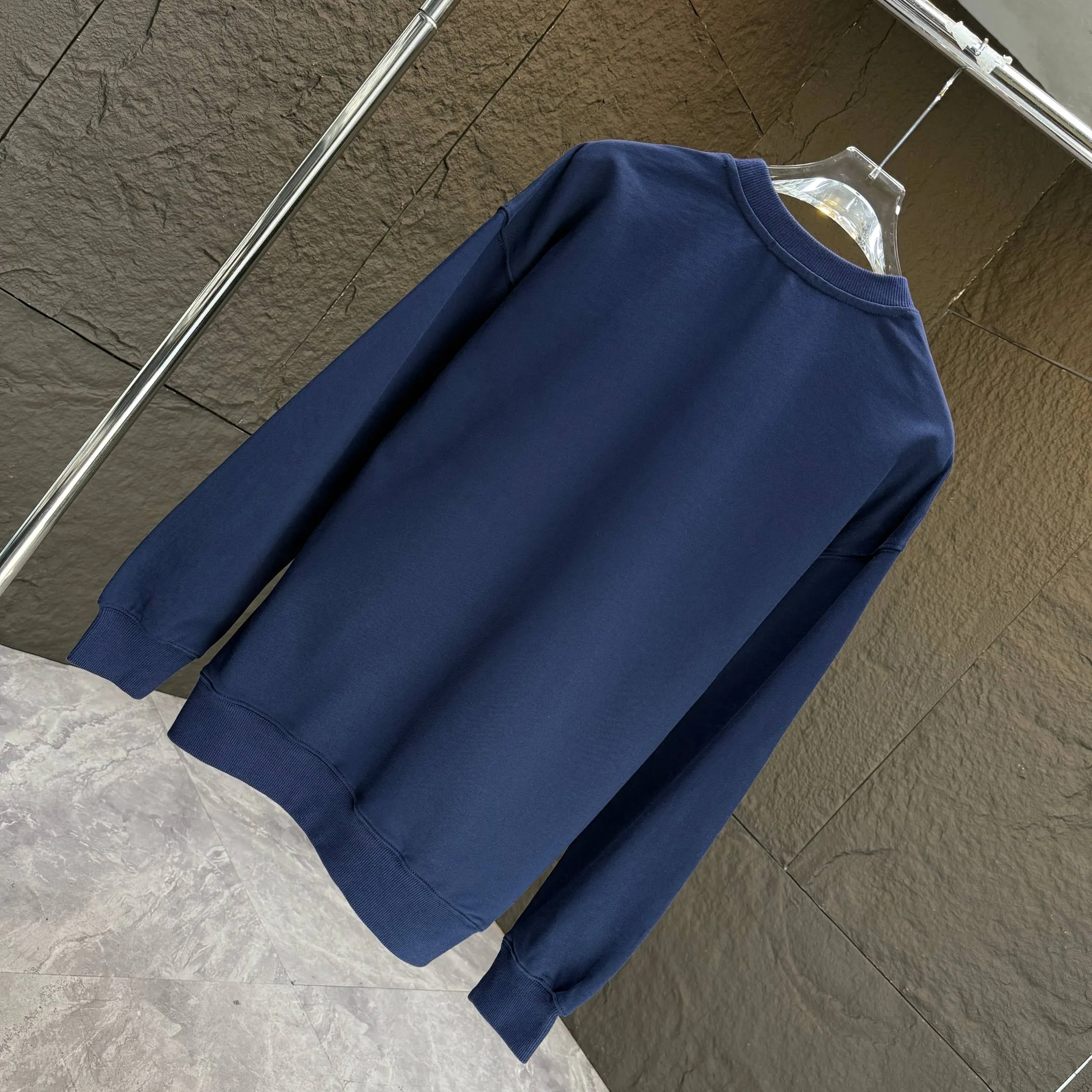 🅿️240 Dio* Dior* 2025 autumn and winter new round neck sweatshirt 400g terry cotton letter logo three-dimensional foam Color: Black White Blue Gray Size: S M L XL XXL