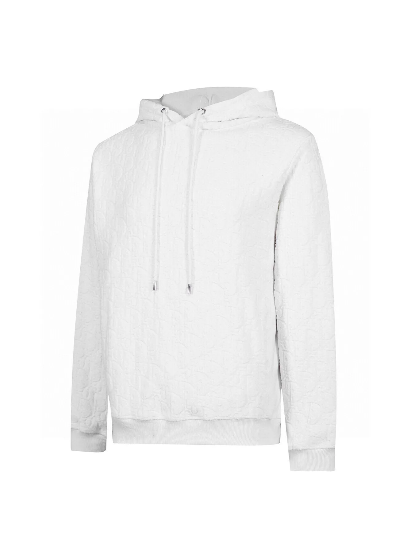 🅿️430 (zp version) - Dior presbyopic all-over printed terry embroidered jacquard plus velvet thickened hooded jacket - Made of original imported terry embroidered jacquard, custom-woven and dyed fabrics ZP consistent accessories customization Exclusive quality difference currency Welcome to compare - Color: White Navy - Size: S M L XL