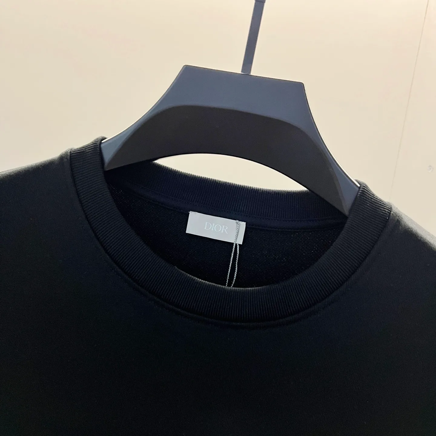 🅿️250 DIOR/Dior 420g pure cotton round neck sweatshirt, presbyopic gradient brand letters half-body printed LOGO, official synchronization, high version, high quality, fashionable personality, versatile trend, pure original quality, original fabric, tag, collar label, washed wheat, complete three standards, color: black, apricot. Size: XS-L