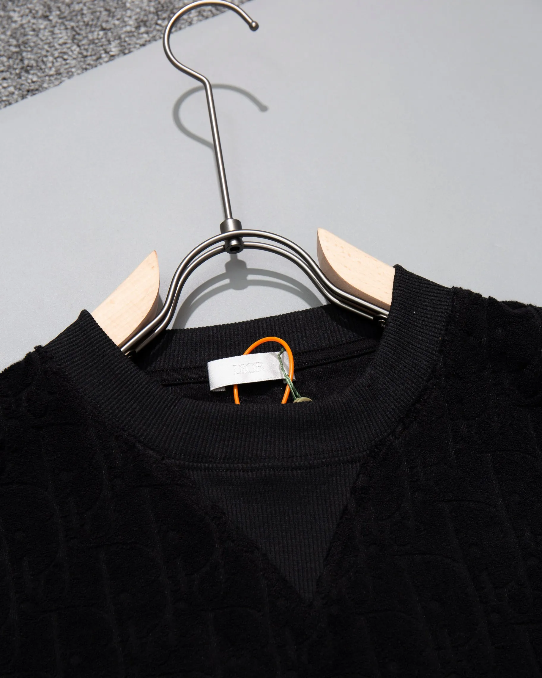 🅿️200 DIOR round neck triangle short-sleeved T-shirt made of cloth LOGO velvet fabric, official synchronization, 1:1 original mold opening, fashionable personality, versatile trend, pure original quality, original washed fabric, tag, collar label, washed wheat, complete three labels, color: black, white, coffee, purple, size: S M L XL