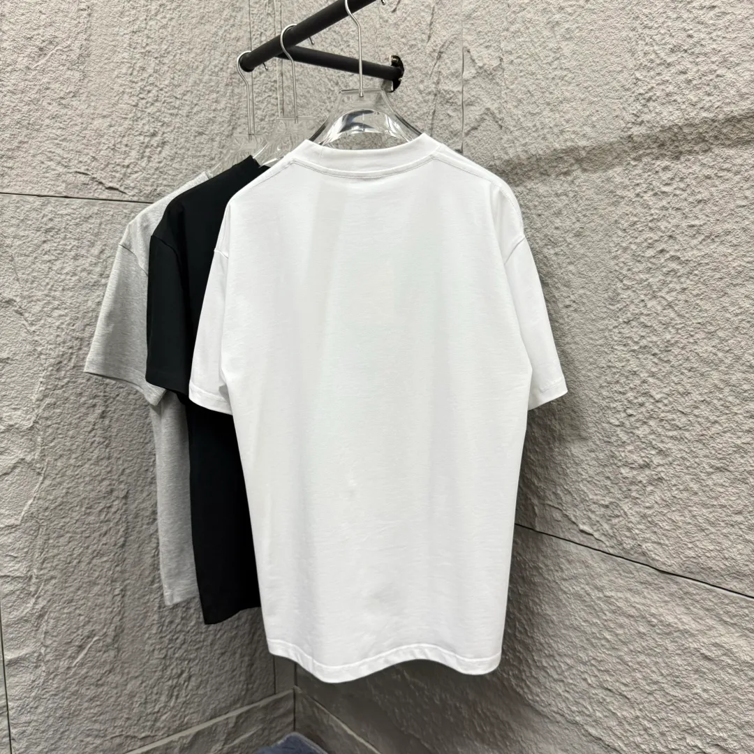 🅿️180 Dio*Dior* 2025 spring and summer style Classic silver thread letter embroidery Personalized logo Customized double yarn plain cotton fabric Short-sleeved T-shirt Unisex Color: Angora Red Black White Size: S (90-130 catties) M (120-150 catties) L (140-165 catties) XL (160-180 catties) XXL (180-210 pounds)