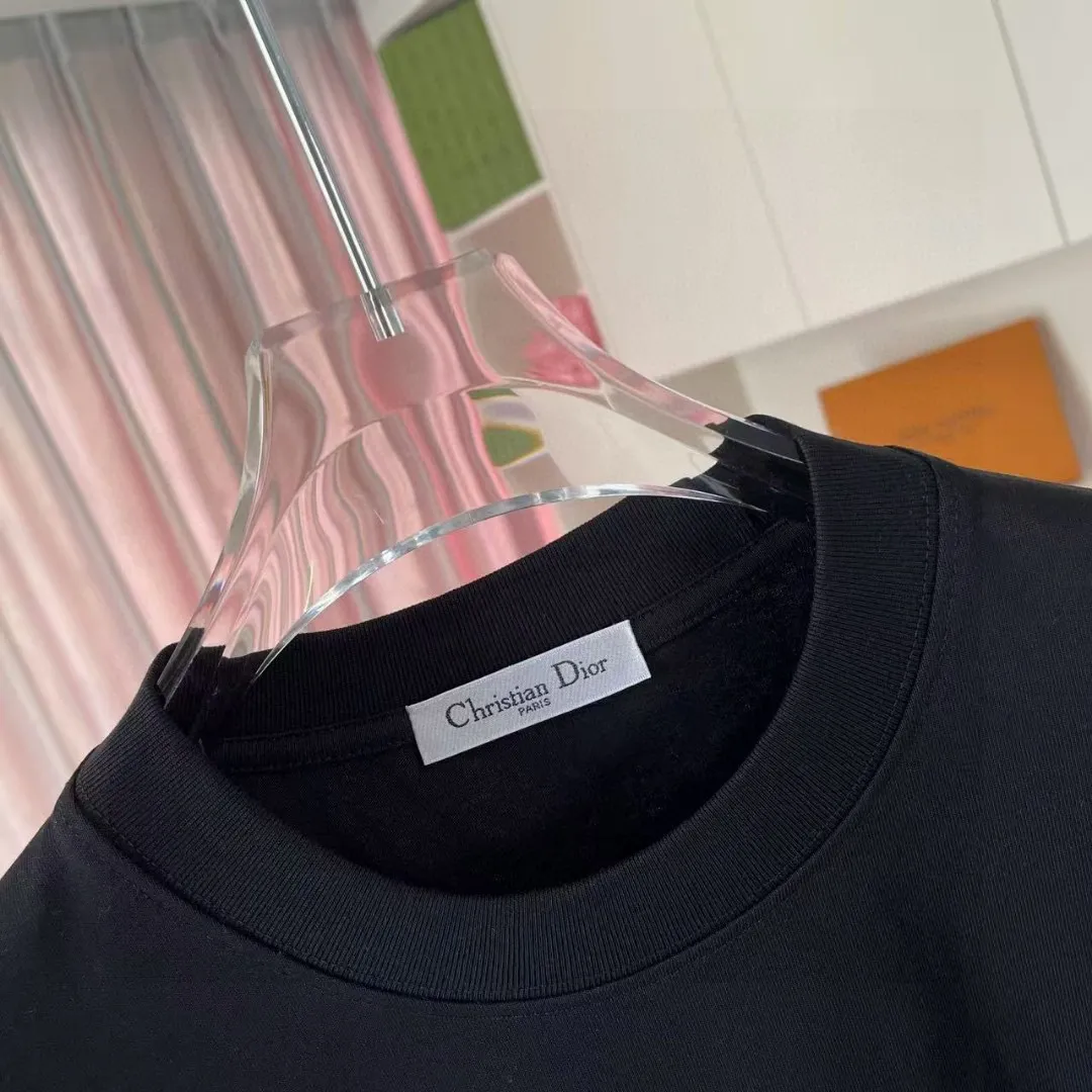 🅿️170 Dio*2025 autumn new style Personalized letter logo printing Short-sleeved T-shirt Customized fabric 300g Same style for men and women Color: Black White Pink Iron Gray Size: S M L XL XXL Five codes