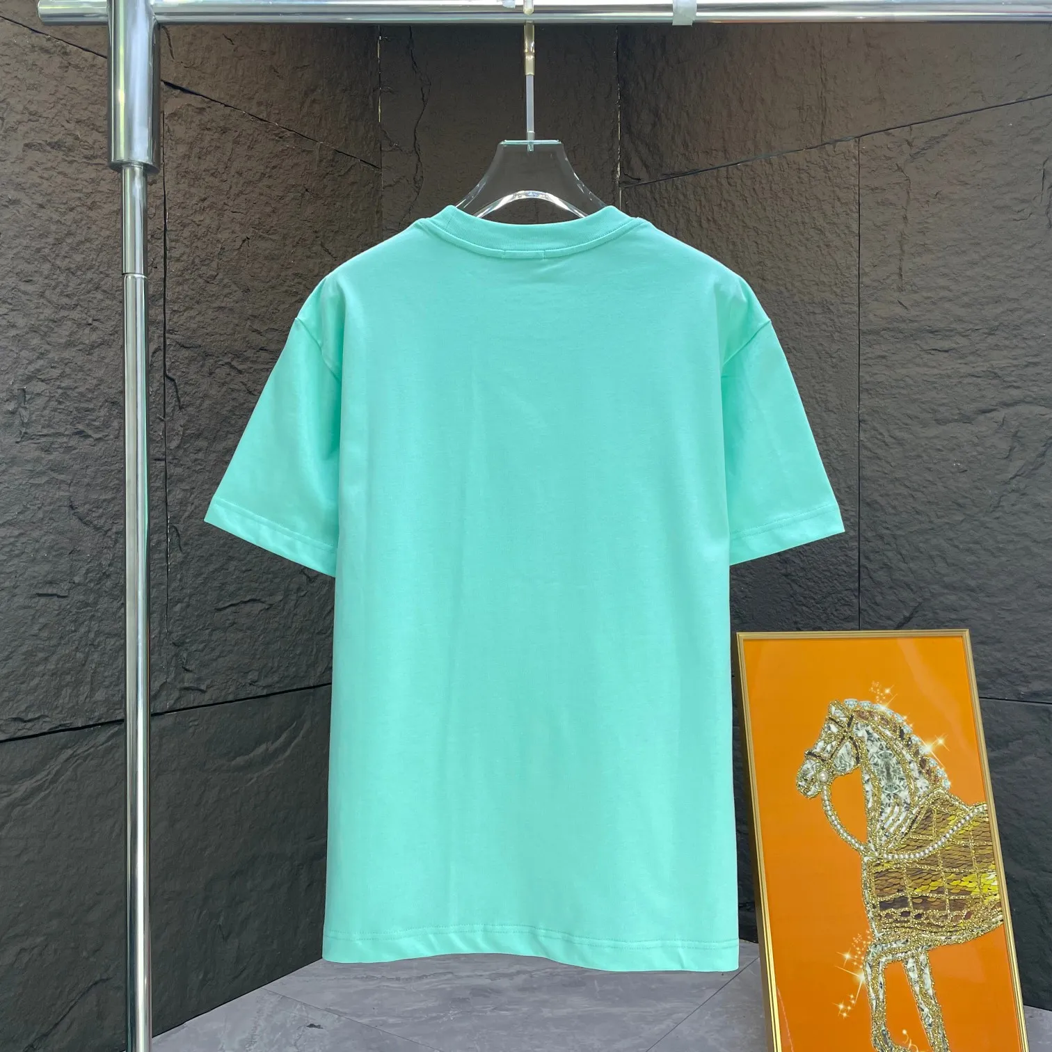 🅿️170 Dio* Dior* 2025 spring and summer new short-sleeved T-shirt Heavy cotton letter pattern printing Color: Black White Mint Green Size: S M L XL XXL