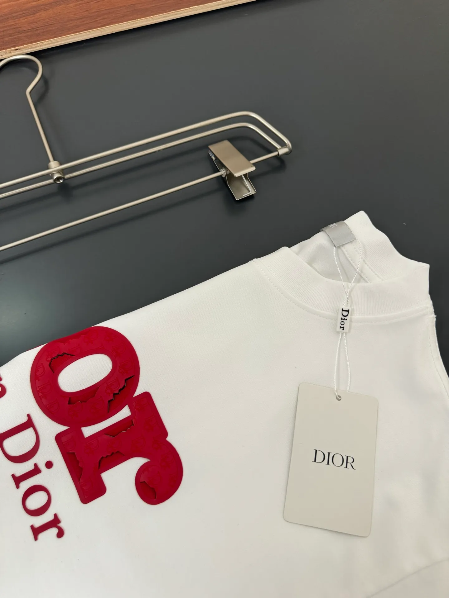 🅿️220 DIOR*Dior*320g heavyweight pure cotton t-shirt, thick, breathable and loose fit, heavy craftsmanship logo design, spring and summer new round neck fashionable short-sleeved t-shirt, comfortable to the skin, durable and easy to wear, meticulous original craftsmanship, a must-have for casual and versatile color: black white code number: S M L XL XXL