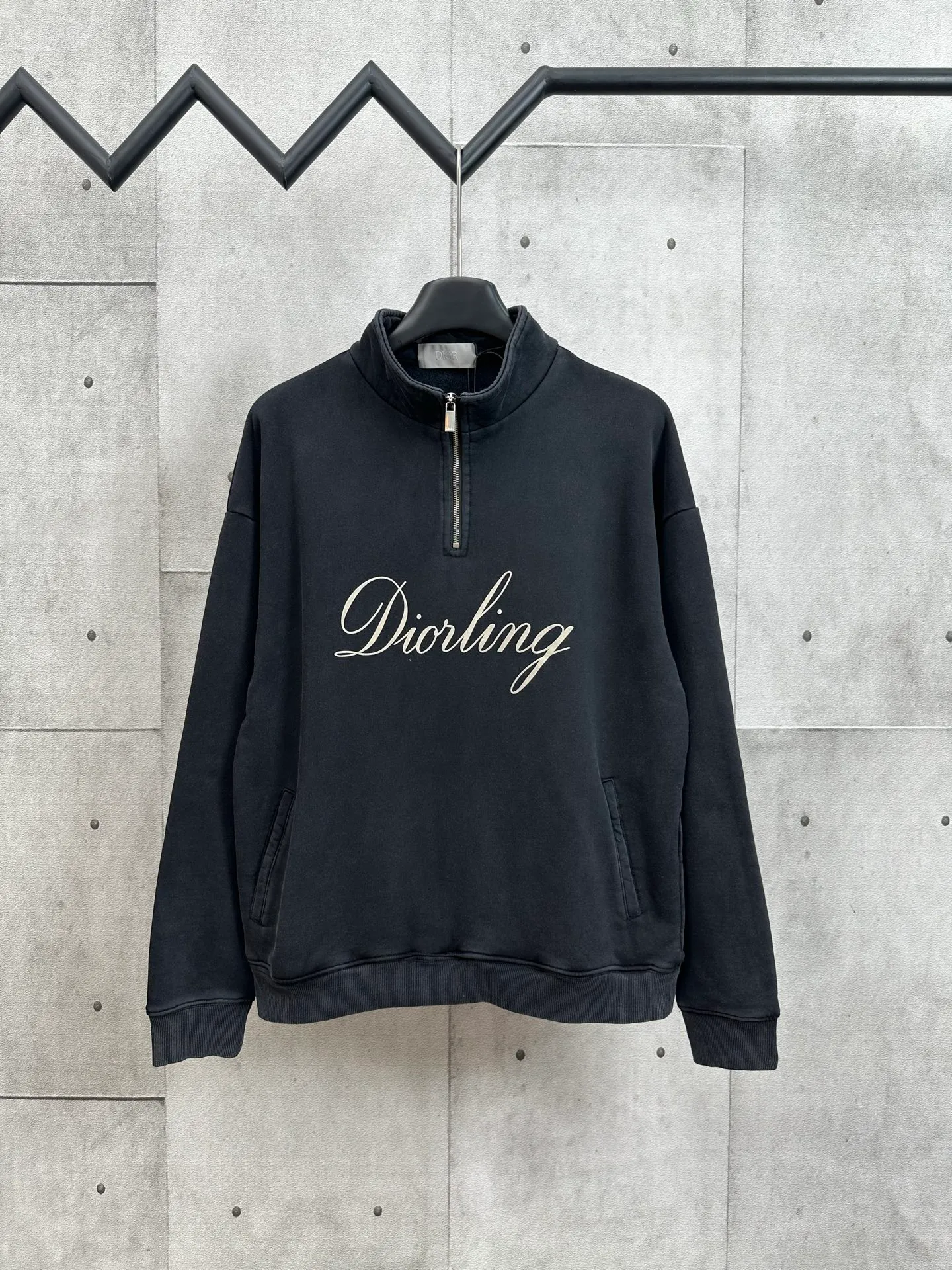 🅿️400 DIOR Dior classic letter logo half-zip long-sleeved sweatshirt, same style for men and women, complete with three standards, you can compare the quality at the counter at will Size: S M L XL