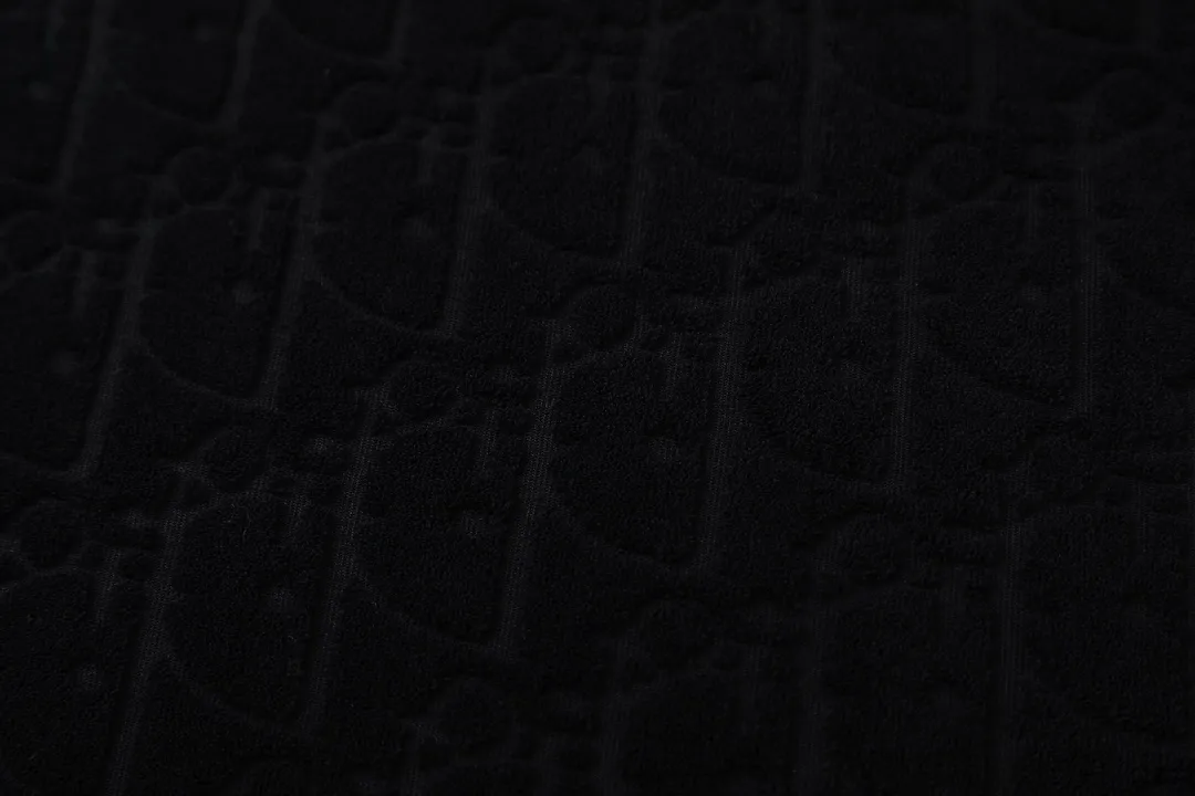 🅿️170 Dior Dior 2025 early spring new style customized towel jacquard fabric with dark letter logo all over, same style for men and women, short-sleeved T-shirt, color: black, size: XS-L