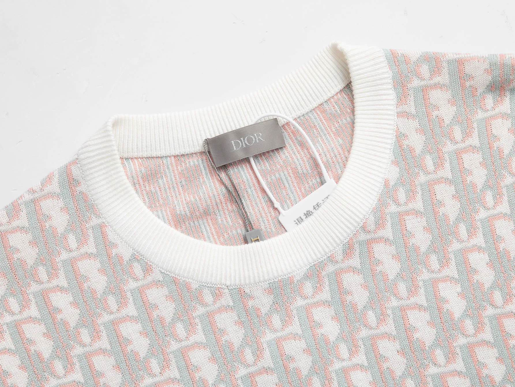 🅿️330 (ZP version) - Classic Dior official website letter jacquard round neck Tencel knitted short sleeves, same style for men and women - Made of ZP custom-dyed Tencel knitted fabric, threads are custom-dyed in the same cylinder with zero color difference, full set of accessories customized to distinguish the market currency, welcome to compare - Color Black White - Size S M L XL