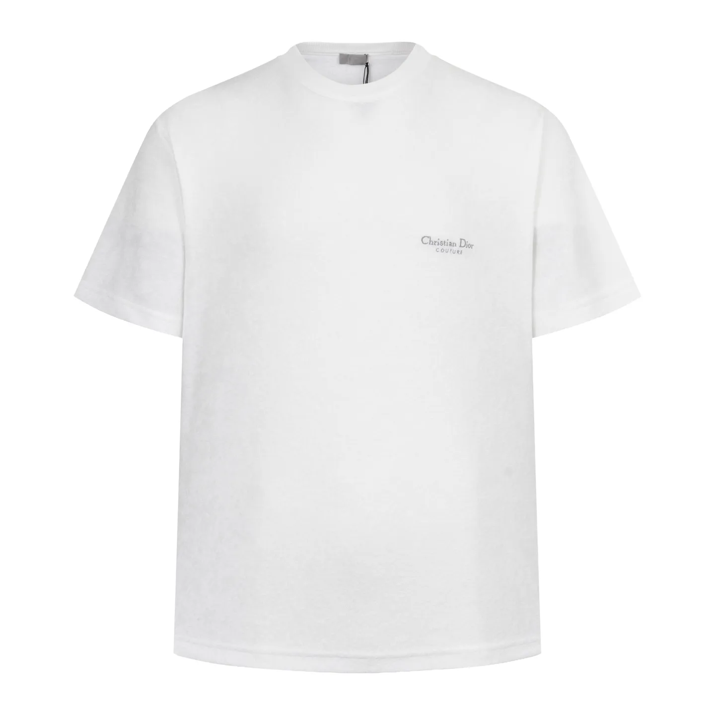🅿️270 [Exclusive supply] CD letter slogan towel short sleeves (white) This T-shirt is a new product of the 2025 autumn men's wear series to pay tribute to the heritage. Crafted from cotton terry fabrication, it's enhanced with a classic logo on the chest. The classic style pairs easily with any jeans or shorts from the collection. The fabric is made of pure combed cotton, which enhances resilience and fit; it has a three-dimensional coil structure on the surface, making it soft and moisture-absorbent. The fluffy coils on the outer layer provide breathability, and the inner layer is smooth and delicate; the texture of the terry fabric is used to simulate the touch of a towel. Add exquisite details to soft fabrics through embroidery to enhance the sense of luxury; the needle-stitch embroidery process has unique style and characteristics. The number of times the stitches are repeated highlights the layering and delicacy. Needle embroidery can achieve very fine details, and the work has a strong sense of line and three-dimensionality. Size:XS.S.M.L