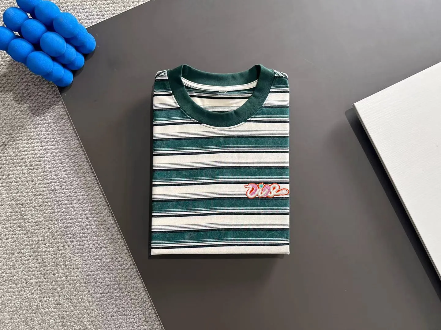 🅿️270 shipped next day DIOR Dior 2025 spring and summer new high quality launch of double yarn pure cotton striped fabric short-sleeved personalized exclusive style will not deform or shrink after being soaked in water SIZE: M-3XL