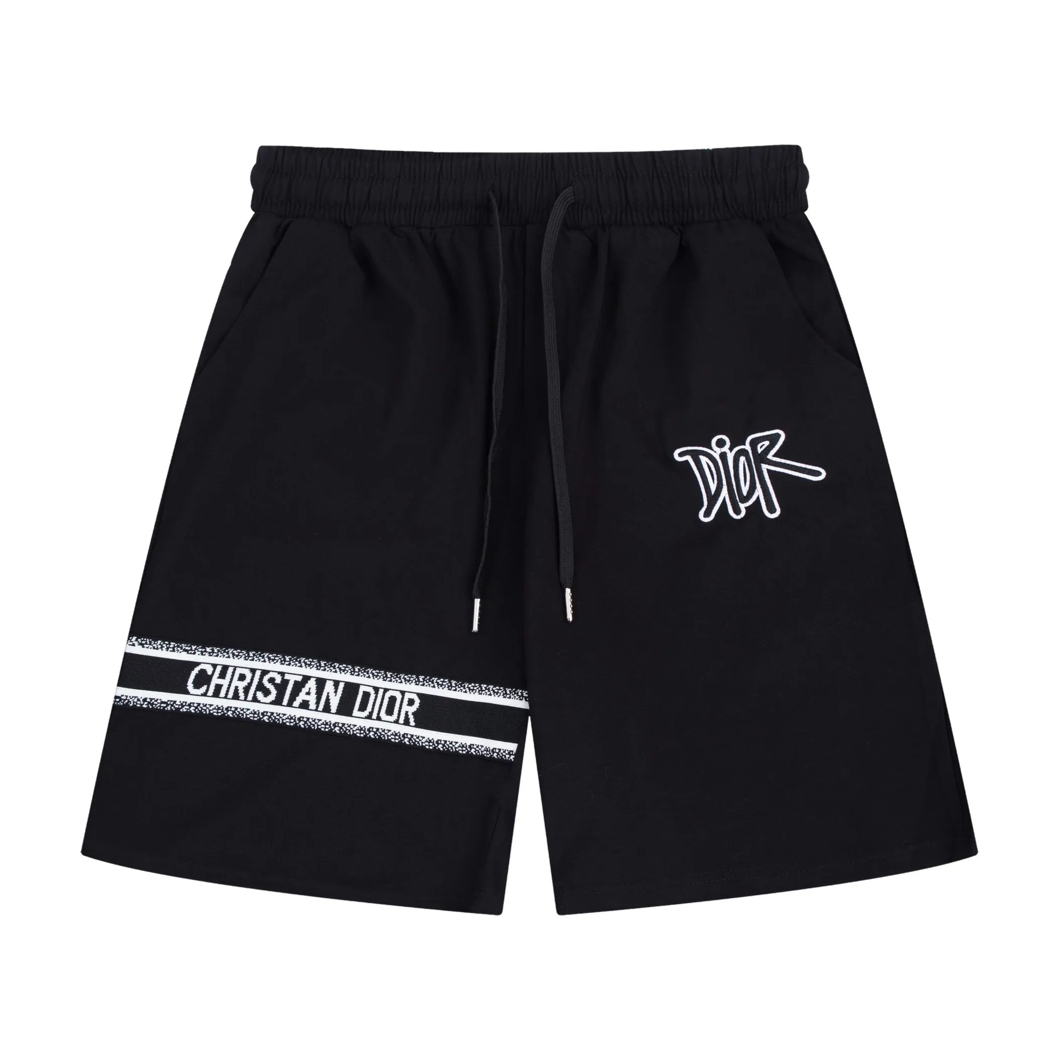 🅿️190 24SS new Dior knitted shorts, customized fabric, knitting technology and embroidered logo. The version is tight and three-dimensional, with straight stripe splicing. The customized trouser cord hardware has strong texture and smoothness. The upper body is comfortable and breathable. The concave and convex three-dimensional sense makes it suitable for fashionable and casual wear. Color: black and white. Size: M-4XL