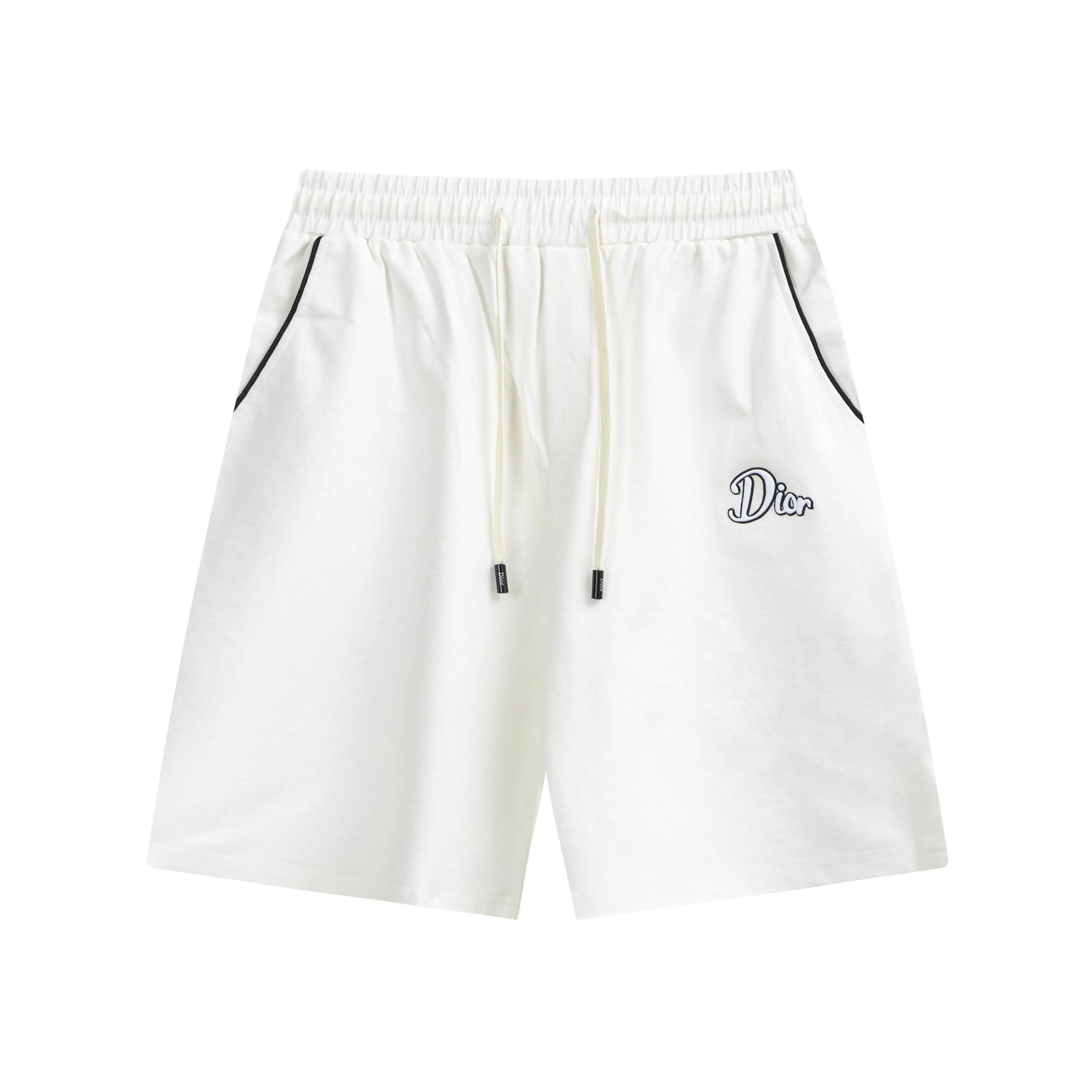 🅿️190 2025 Dior Dior new knitted shorts, customized fabric, knitted with knitted logo printed on it. The version is tight and three-dimensional, with straight stripe splicing. The customized trouser cord hardware has strong texture and smoothness. The upper body is comfortable and breathable. It has a concave and convex three-dimensional feel. It is suitable for fashionable and casual wear. Color: Black-White Size: M-4XL