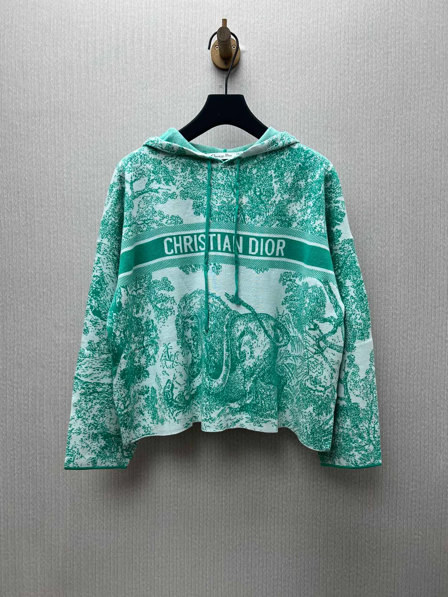 🅿️680 complete set of Dior 25ss new letter logo Rui jungle jacquard loose hooded long-sleeved pullover knitted sweatshirt! Size: S.M.L.