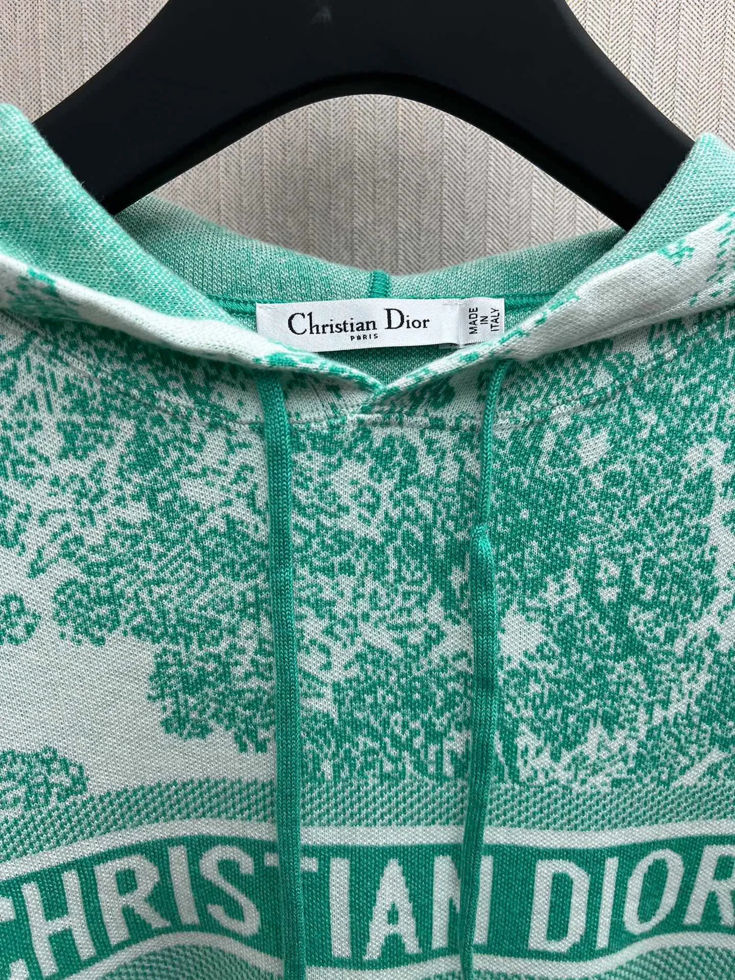 🅿️680 complete set of Dior 25ss new letter logo Rui jungle jacquard loose hooded long-sleeved pullover knitted sweatshirt! Size: S.M.L.
