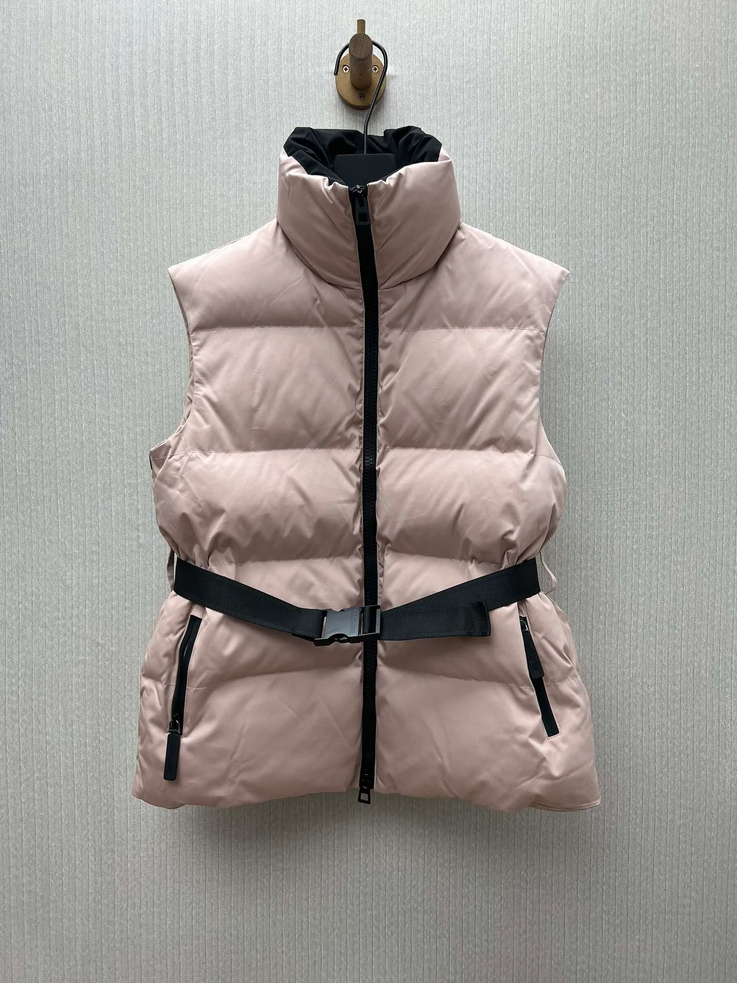 🅿️680 Dior 25ss new Dioralps Star pattern quilted taffeta with belt stand collar waist sleeveless vest women's pink code number: S.M.L.