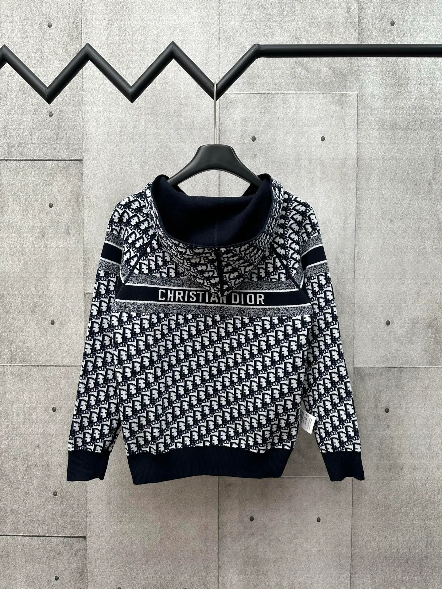 🅿️540 Dior 25ss new autumn and winter all-print hooded cardigan, classic letter logo jacquard embellishment, classic letter logo old flower jacquard decoration yb open mold letter CD zipper decoration Size: S M L XL