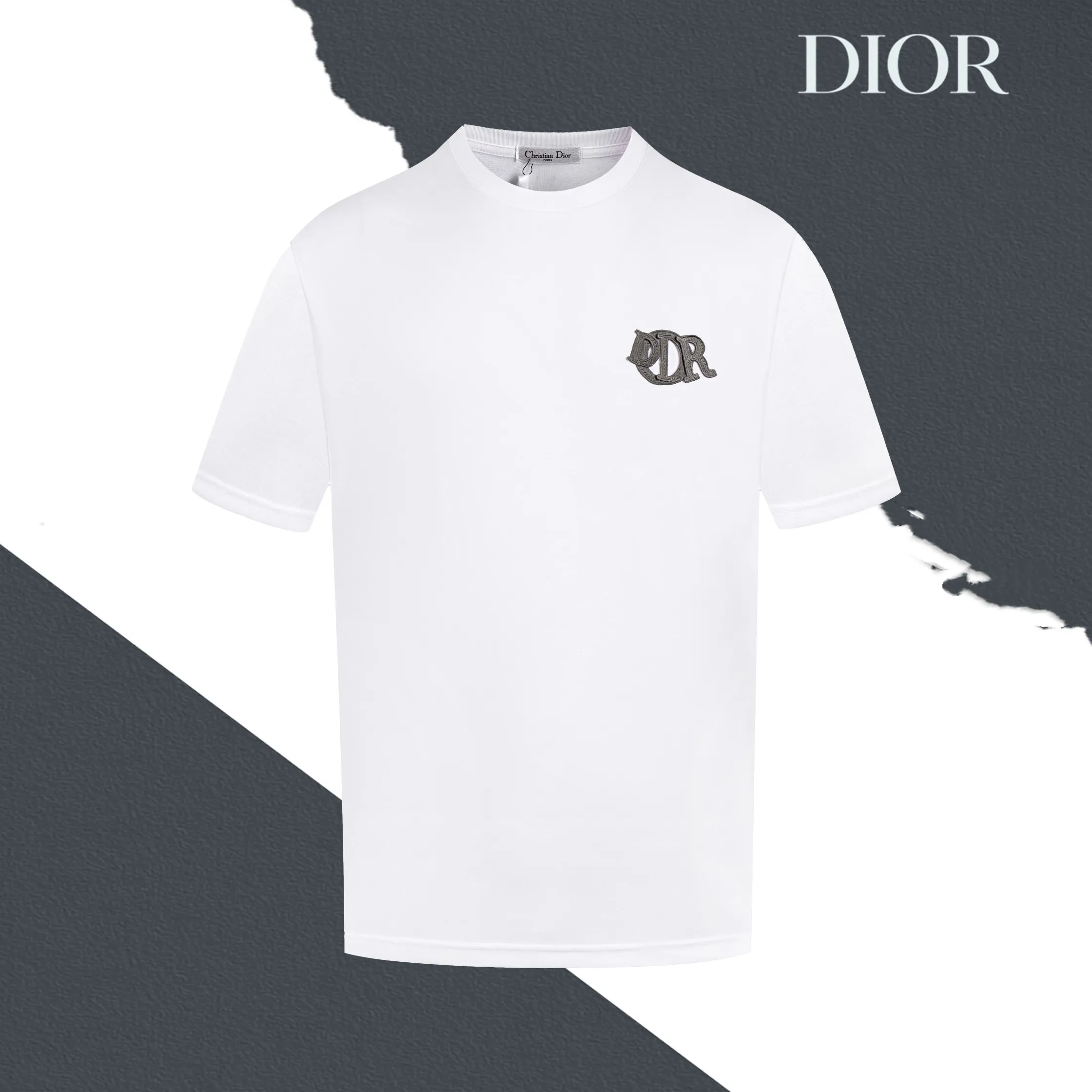 🅿️170 model number S030 Dior chest CD letter logo embroidered round neck short sleeves embroidered patch complete set of packaging with complete three labels original supporting accessories 1:1 main mark process very high-end has been pre-shrunk at high temperature and is not easy to deform after repeated washing. Pure cotton 280 grams high weight 32 double yarns no pilling no fading comfortable and breathable matching 1x1 thread in the same cylinder oversize loose version Can wear up to 220 pounds Color: white apricot Size: XS-L