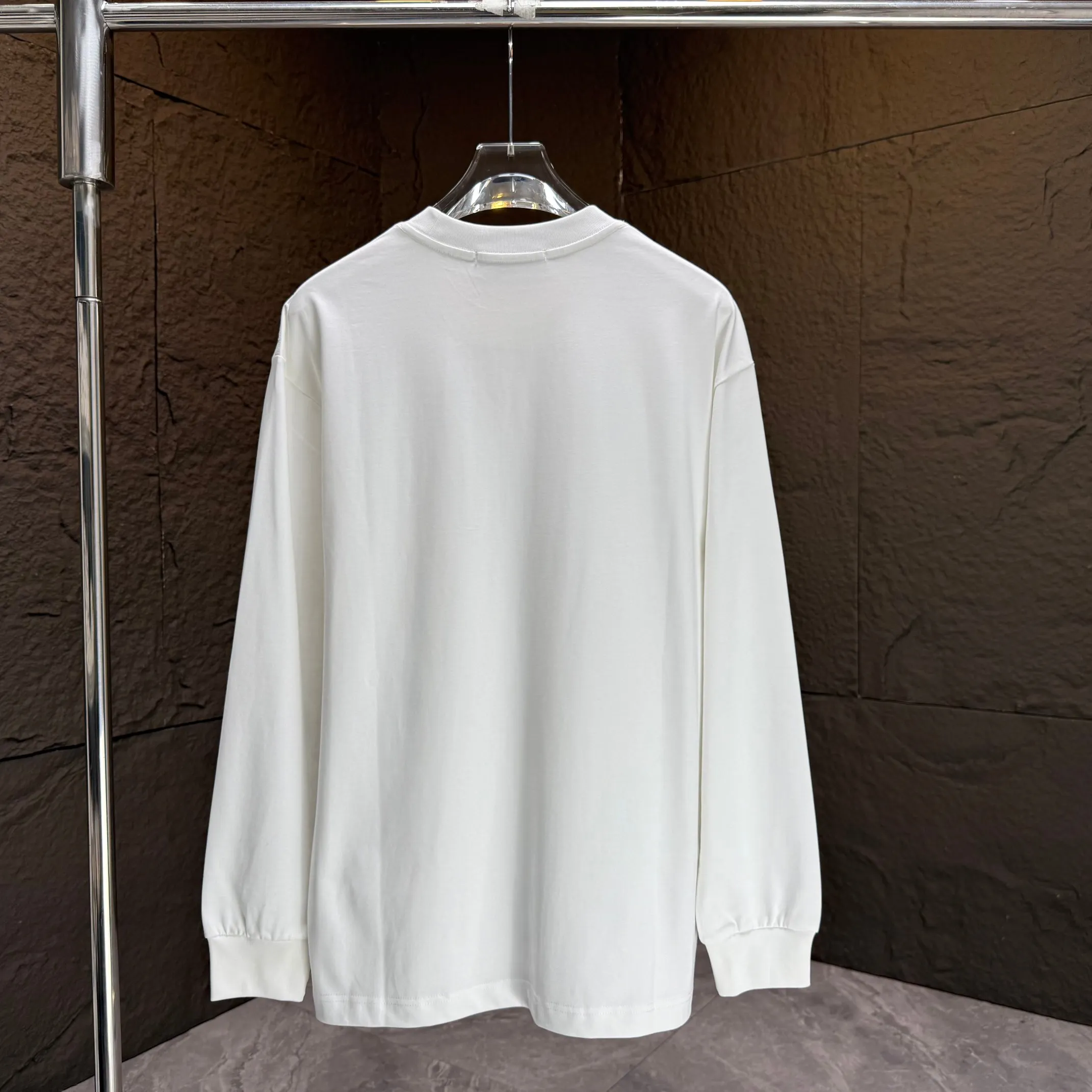 🅿️230 Dio* Dior* 2025 autumn and winter new thick long-sleeved T-shirt 320g pure cotton letter logo hand-sewn label Color: Black White Angora Red Night Blue Size: S M L XL