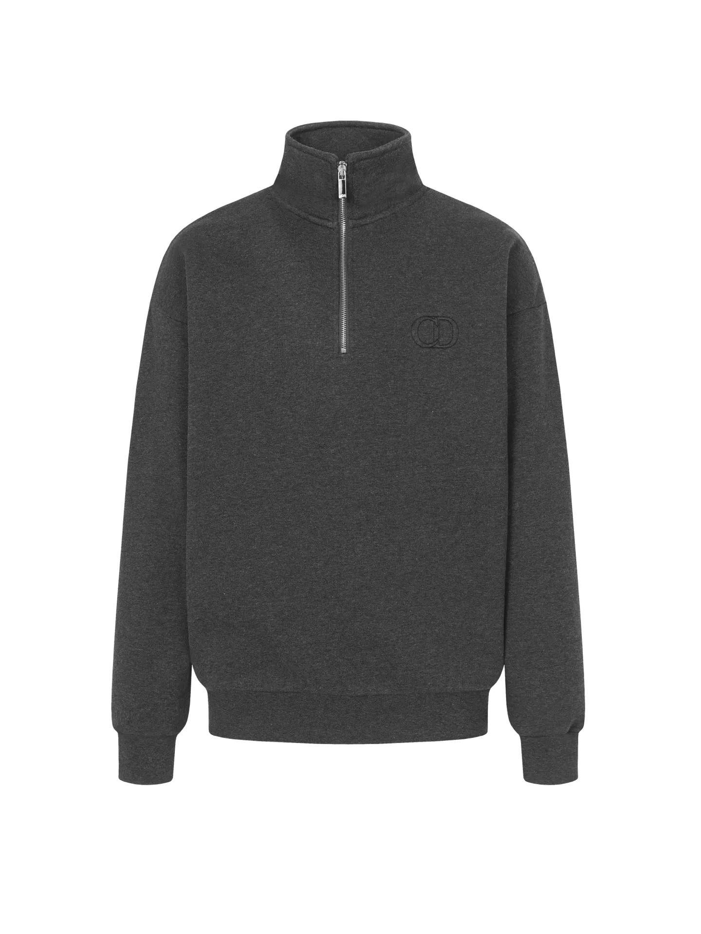 🅿️400 DIOR/Dior 25ss new half-zip sweatshirt, dark gray cotton fleece fabric, CD Icon embroidery, this CD Icon half-zip sweatshirt injects modern style into classic items. Crafted from dark gray cotton fleece in an oversized fit, it features a debossed CD icon embroidered on the chest. Zip collar to pair with this season's jeans for a distinctly modern look Size: S.M.L.XL