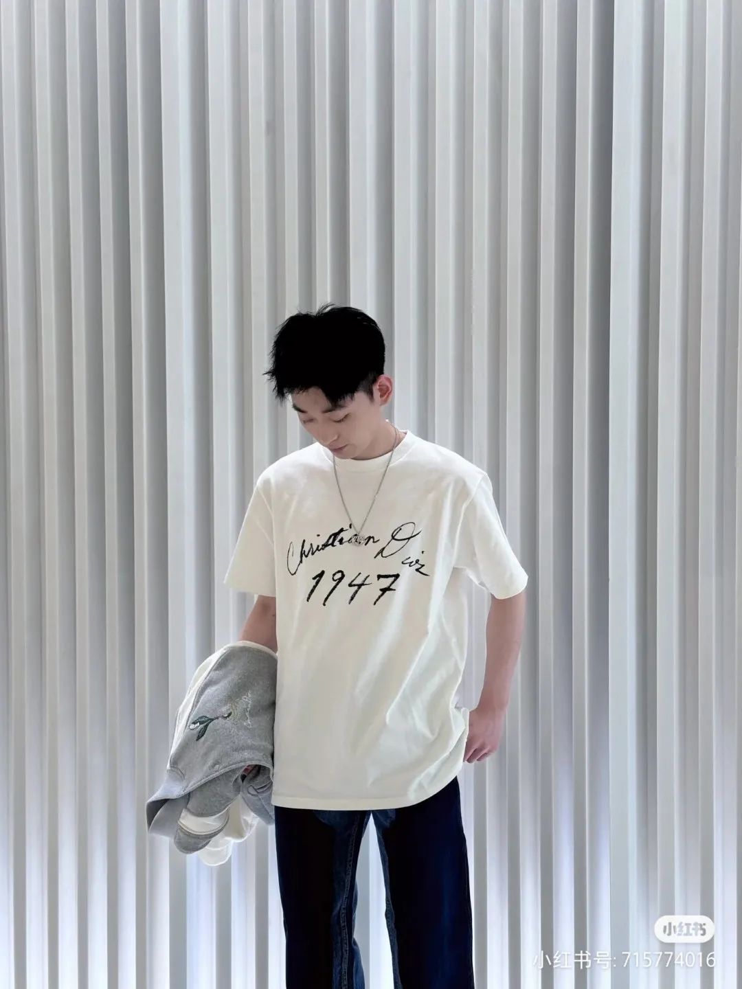 🅿️170 [DIOR Dior] 2025FW short-sleeved T-shirt LOGO printing High-end 26s double yarn 300g fabric Heavy fabric Customized frame ribbing in the same cylinder and dyeing Complete three standards Same style for men and women Color: Black White Size: S M L XL 2XL