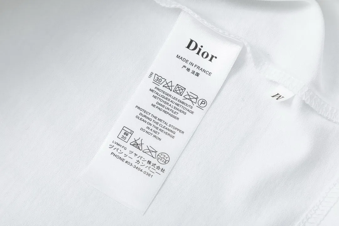🅿️170 Dior 2025 early spring new style Customized 270g double yarn pure cotton fabric Imported Tajima machine high-density embroidery colorful letters logo Couple style short-sleeved T-shirt Color: White Size: XS-L