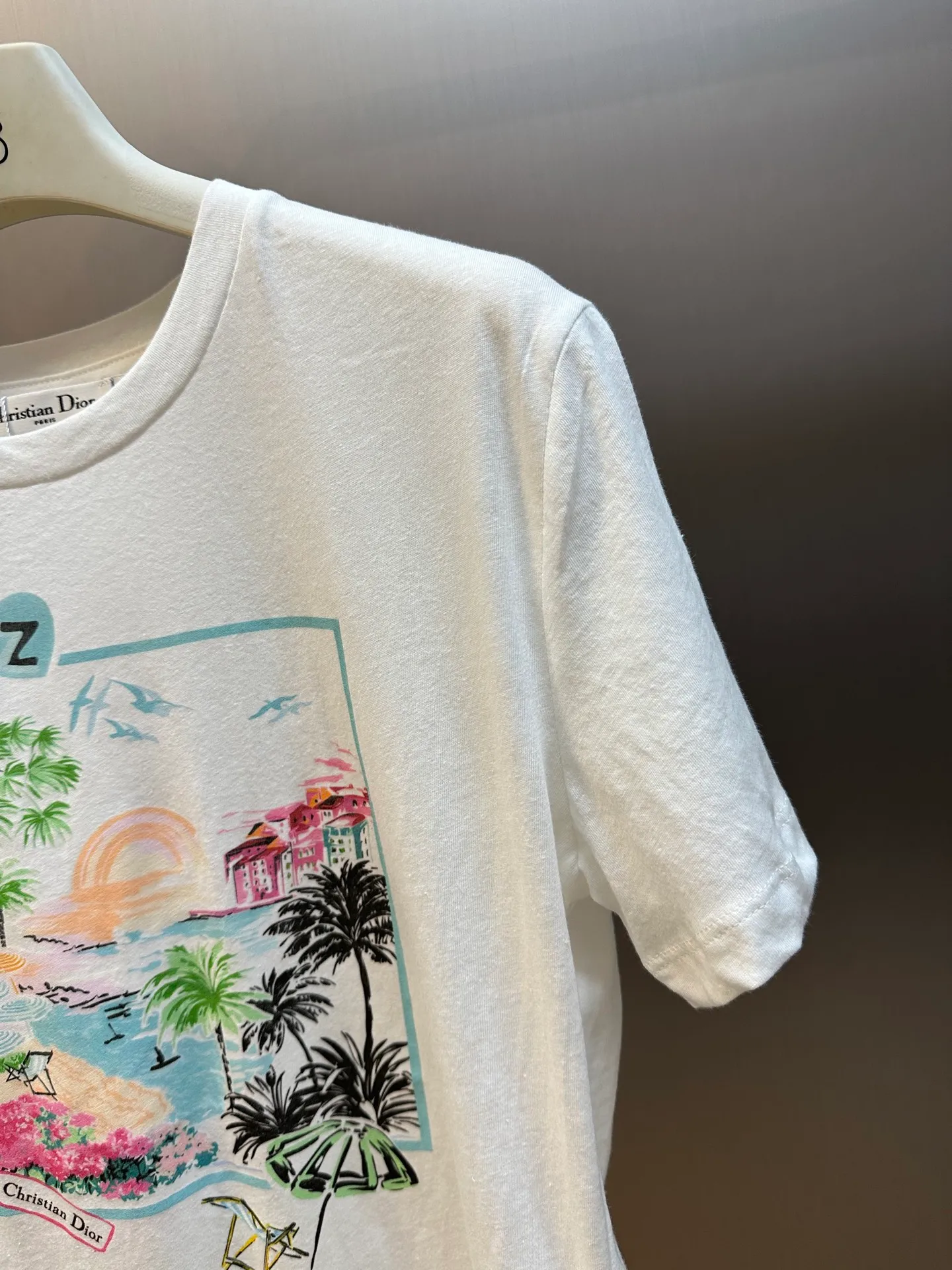 🅿️280 Dior souvenir printed short-sleeve This T-shirt comes from the Dioriviera Souvenir series, echoing the meaning of the series and paying tribute to Mr. Dior's passion for travel. Decorated with brightly colored images of Paris, it reflects the captivating, joyful and timeless charm of this destination.  size：s m l